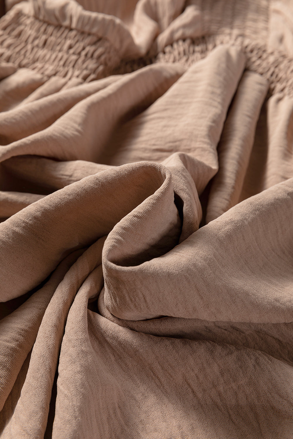 Smoke Gray Deep V Neck Bubble Sleeve Smocked Mini Dress-TOPS / DRESSES-[Adult]-[Female]-2022 Online Blue Zone Planet