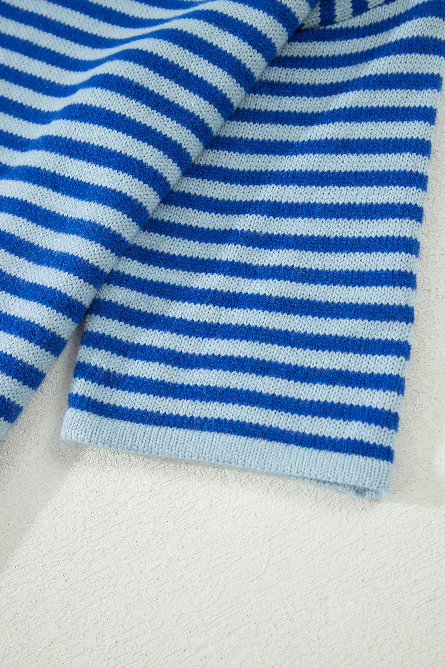 Blue Stripe Loose Half Sleeve Knit Button Down Sweater Cardigan-Sweaters & Cardigans/Cardigans-[Adult]-[Female]-2022 Online Blue Zone Planet
