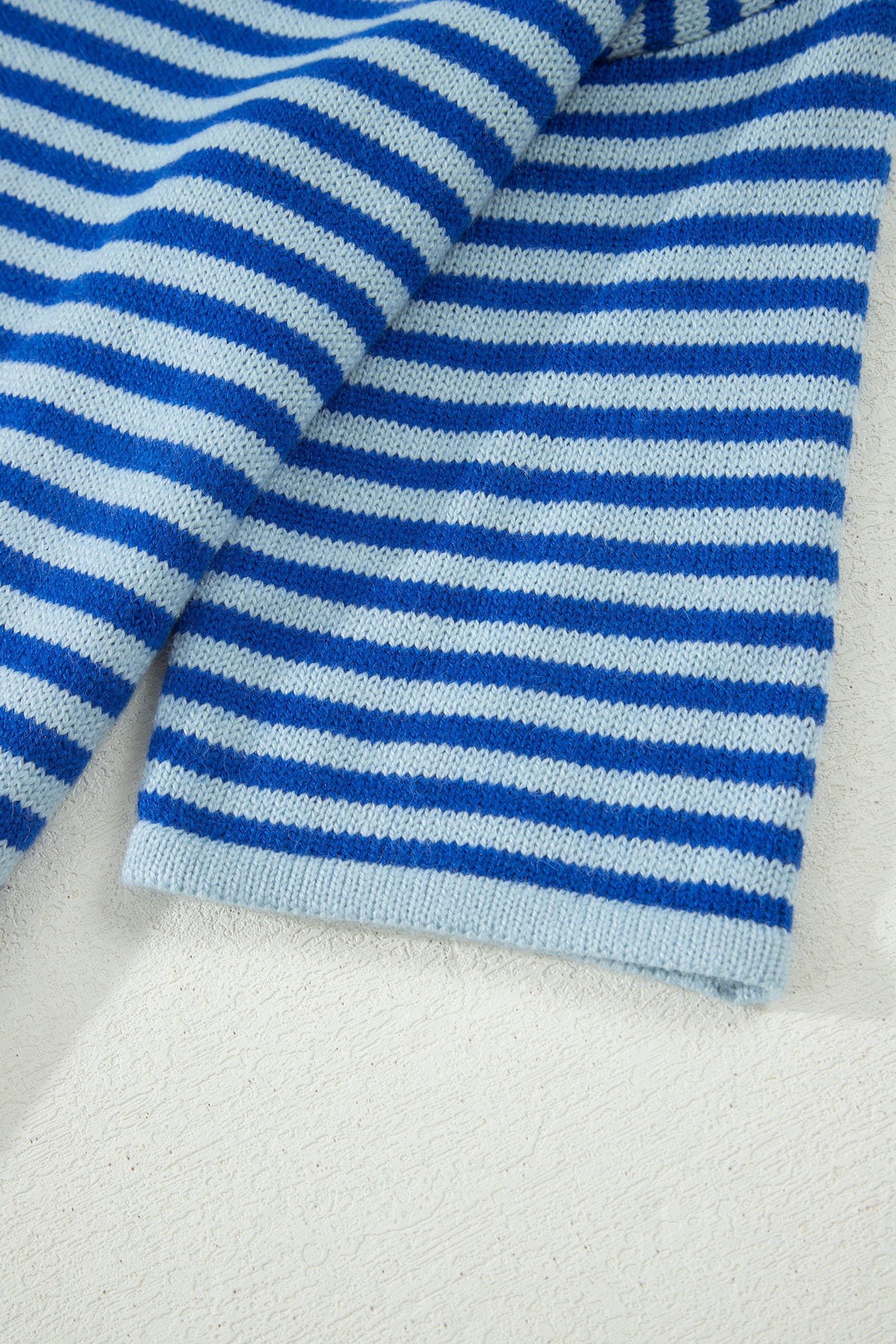 Blue Stripe Loose Half Sleeve Knit Button Down Sweater Cardigan-Sweaters & Cardigans/Cardigans-[Adult]-[Female]-2022 Online Blue Zone Planet