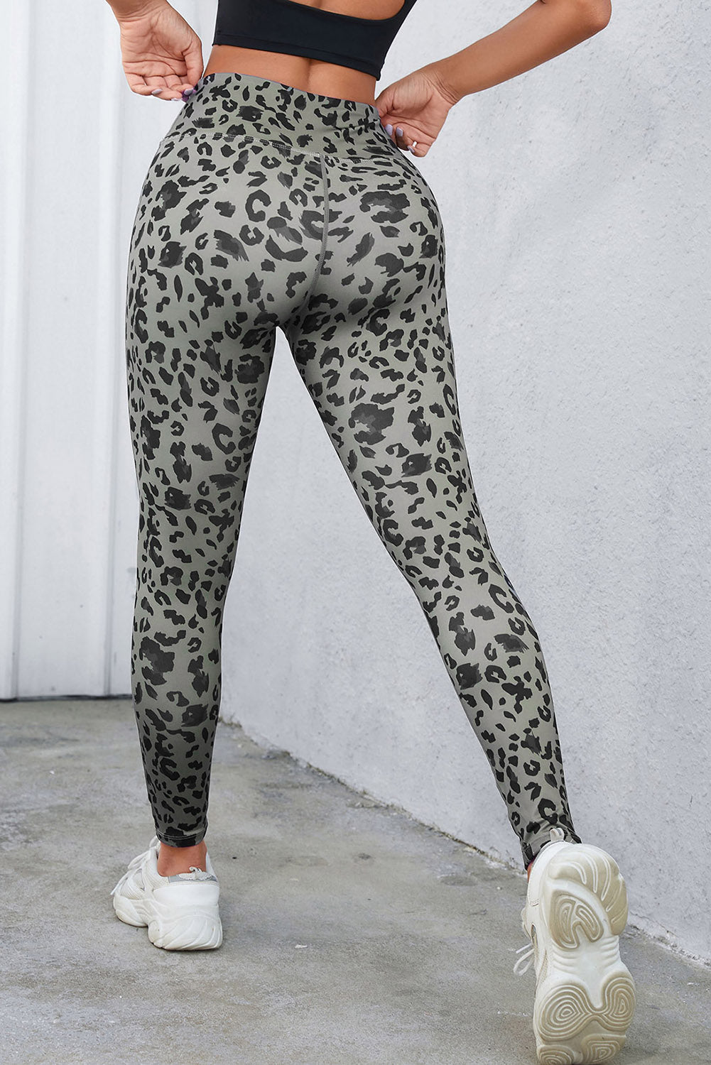 Gray Classic Leopard Print Active Leggings-Bottoms/Leggings-[Adult]-[Female]-2022 Online Blue Zone Planet