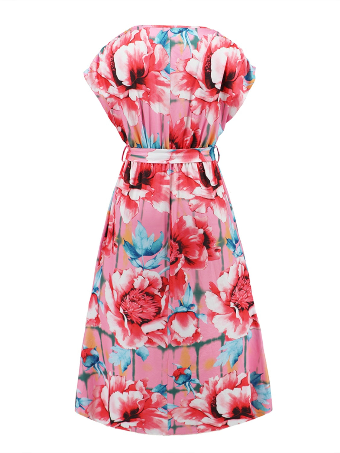 Ruffled Tied Floral Surplice Dress-TOPS / DRESSES-[Adult]-[Female]-2022 Online Blue Zone Planet