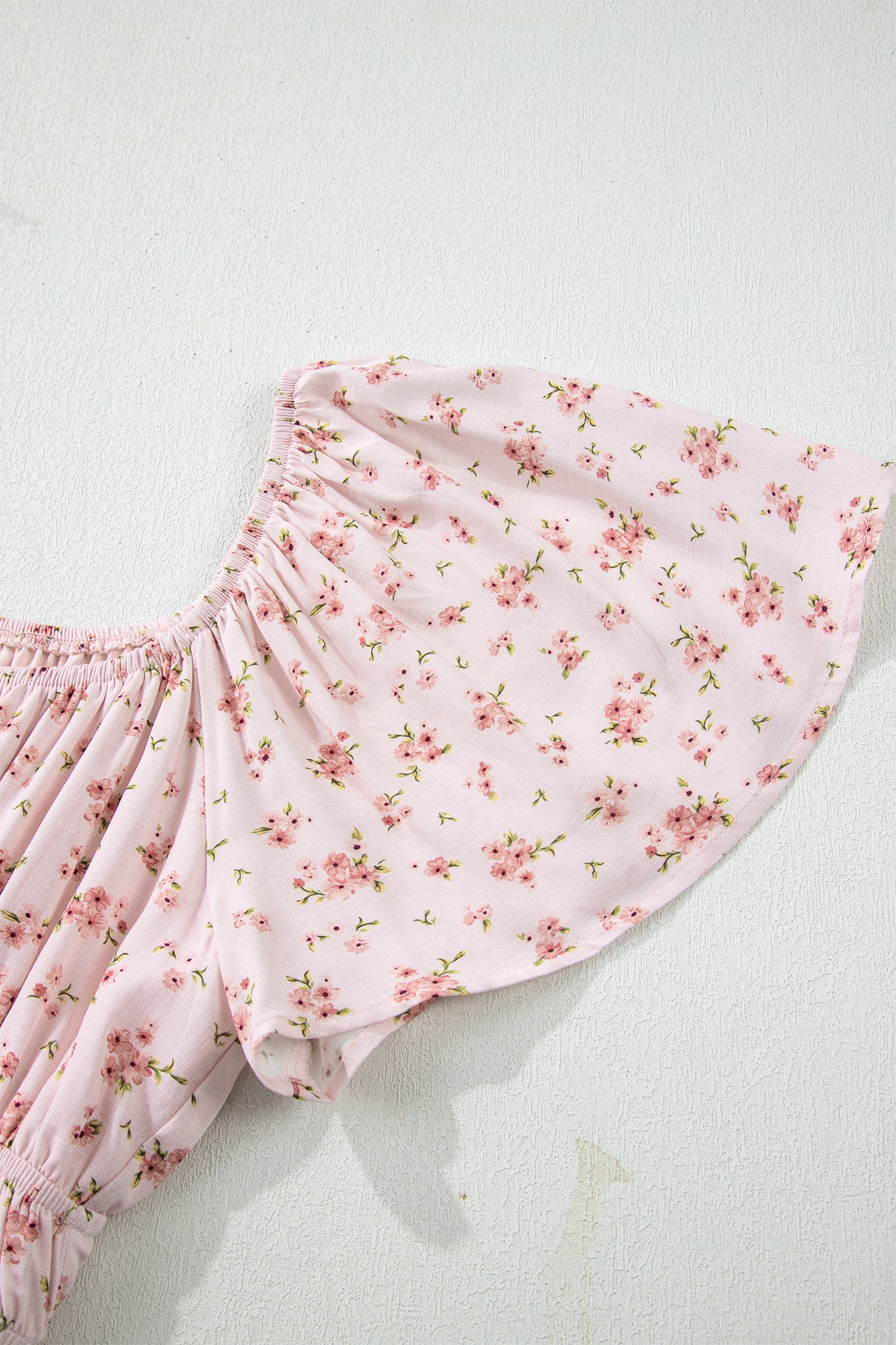 Pink Front Tie Shirred Waist Short Sleeve Ruffled Floral Mini Dress-TOPS / DRESSES-[Adult]-[Female]-2022 Online Blue Zone Planet