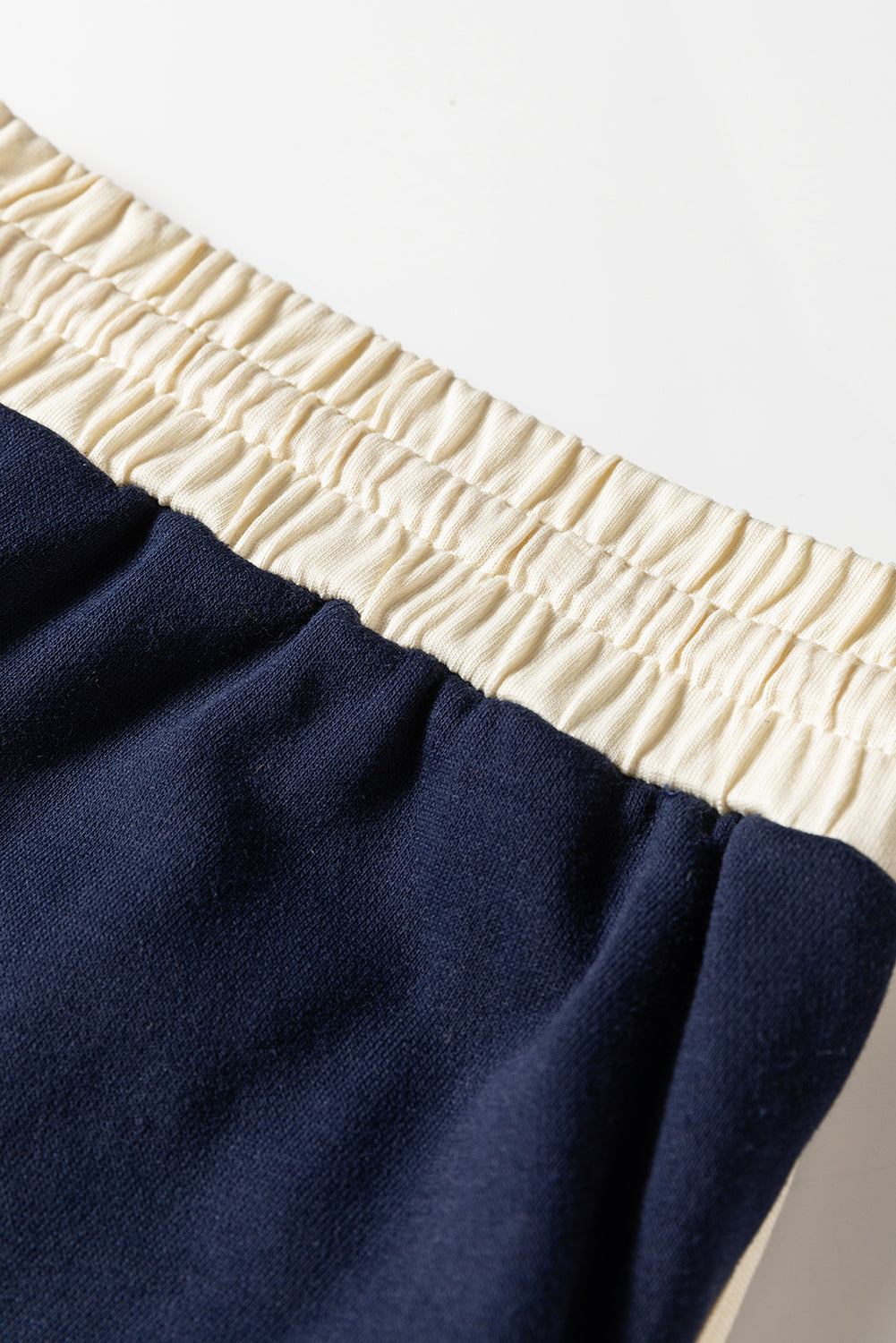 Navy Blue Plus Color Block Drop Shoulder Top and Lace-up Skirt Outfit-Plus Size/Plus Size Loungewear-[Adult]-[Female]-2022 Online Blue Zone Planet