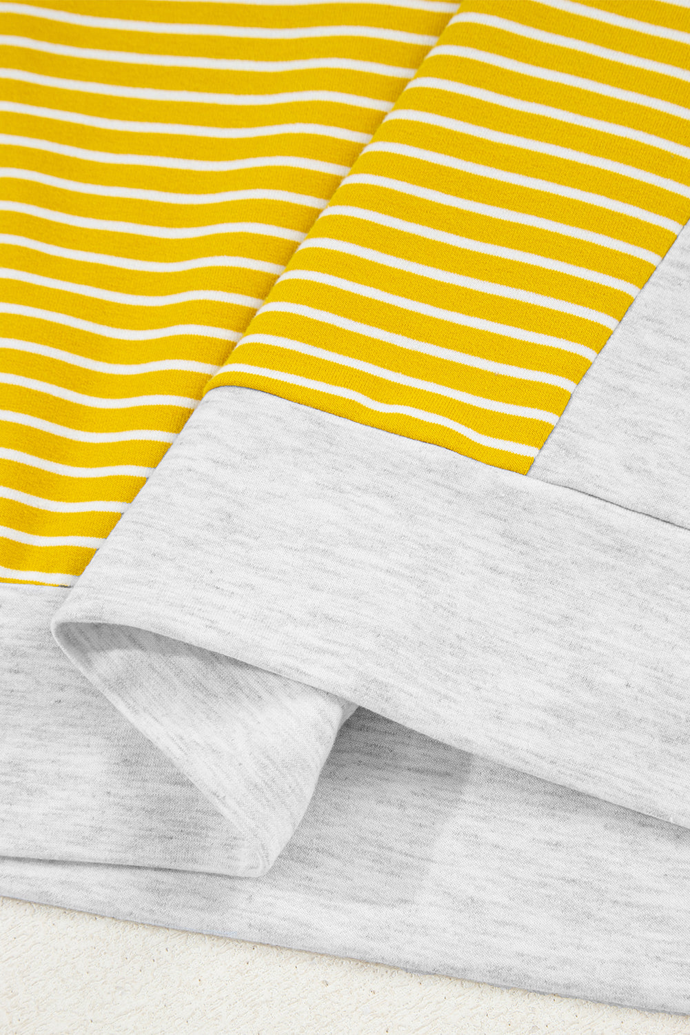 Yellow Stripe Color Block Drawstring V Neck Loose Fit Hooded Top-Tops/Sweatshirts & Hoodies-[Adult]-[Female]-2022 Online Blue Zone Planet