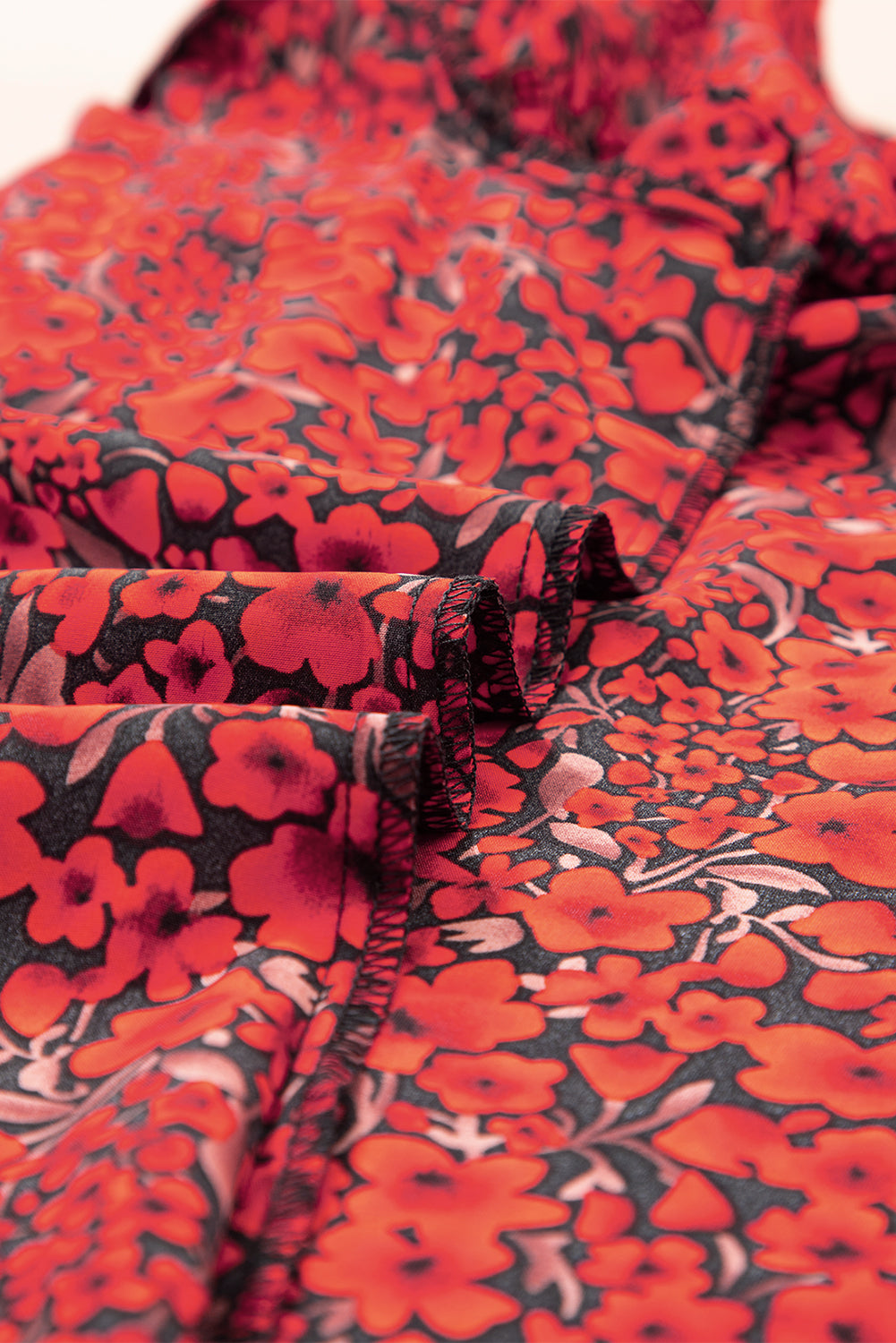 Fiery Red Rose Floral Print Ruffle Sleeve Plus Size Shift Top-Plus Size/Plus Size Tops/Plus Size Blouses & Shirts-[Adult]-[Female]-2022 Online Blue Zone Planet