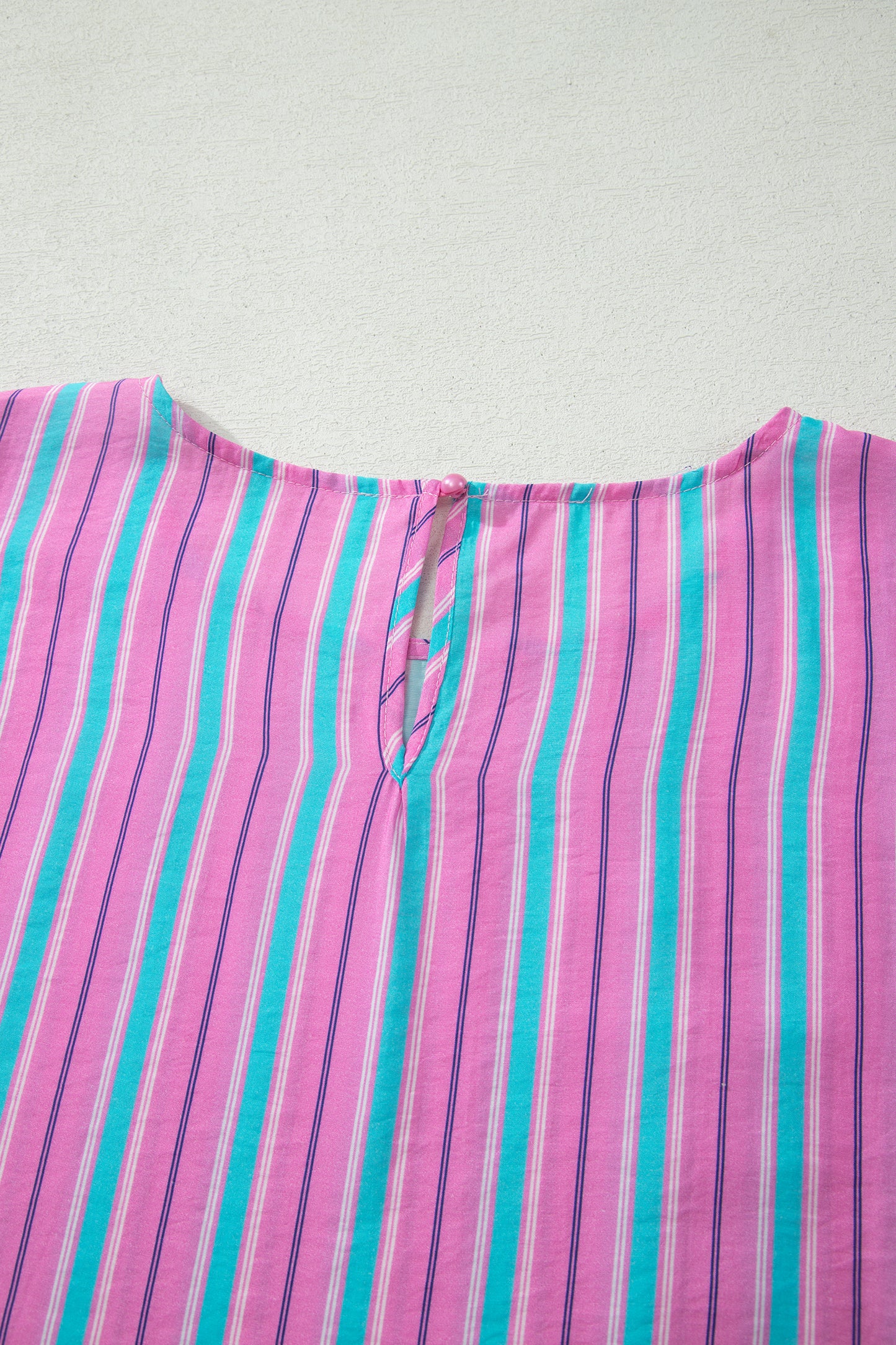 Pink Stripe Dolman Short Sleeve Blouse Drawstring Elastic Waist Loose Short Set-Two Piece Sets/Short Sets-[Adult]-[Female]-2022 Online Blue Zone Planet