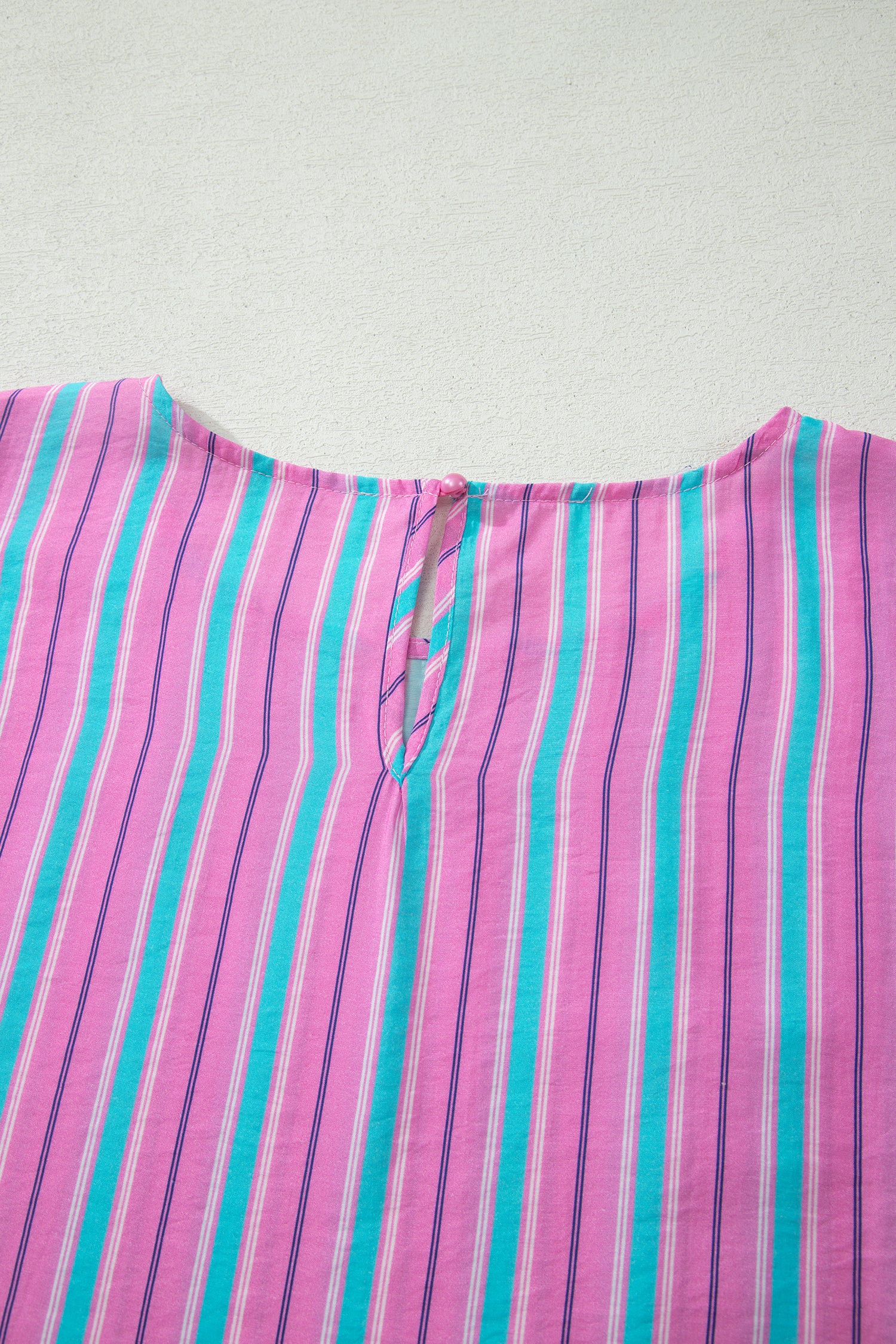 Pink Stripe Dolman Short Sleeve Blouse Drawstring Elastic Waist Loose Short Set-Two Piece Sets/Short Sets-[Adult]-[Female]-2022 Online Blue Zone Planet