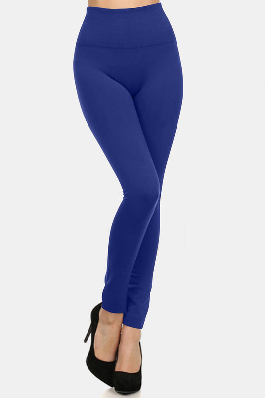 Yelete Seamless High Waist Fleece Leggings-BOTTOM SIZES SMALL MEDIUM LARGE-[Adult]-[Female]-Navy-One Size-Regular-2022 Online Blue Zone Planet