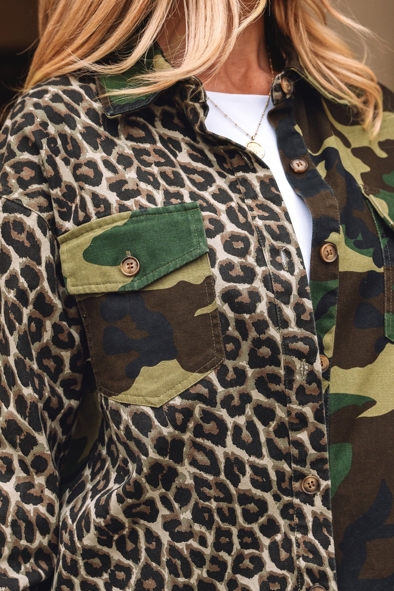 Brown Leopard Camo Patchwork Oversize Shacket-Outerwear/Jackets-[Adult]-[Female]-2022 Online Blue Zone Planet