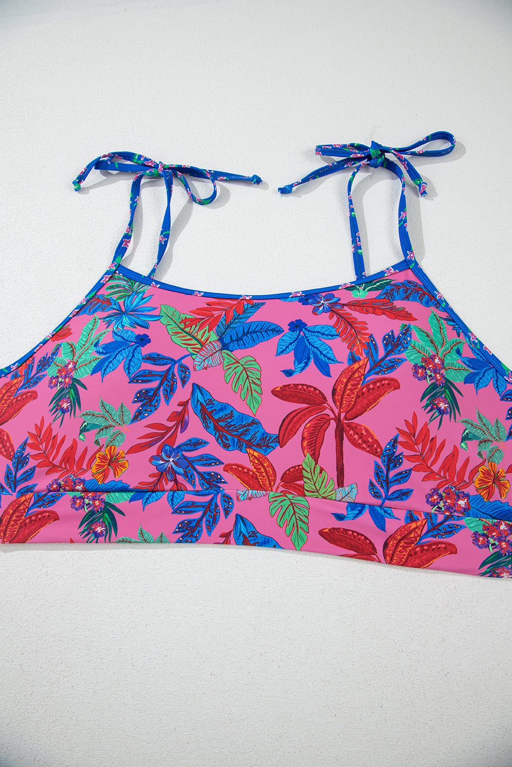 Blue Fashion Print Tied Straps Crop Vest and High Waist Plus Size Bikini-Plus Size/Plus Size Swimwear-[Adult]-[Female]-2022 Online Blue Zone Planet