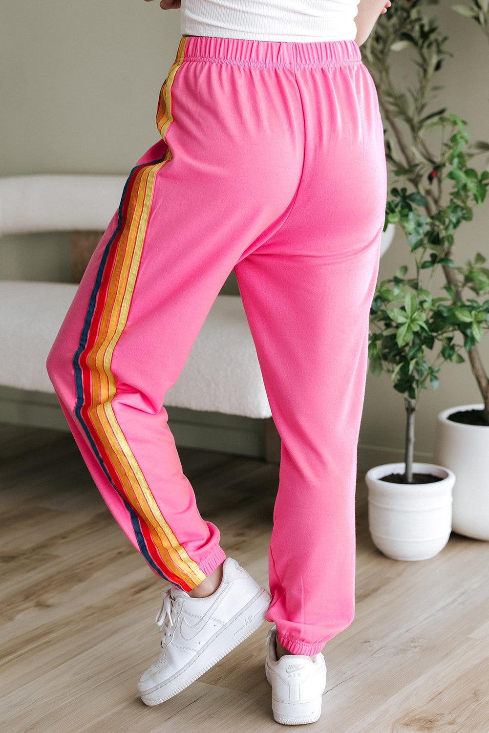 Pink Counting Rainbows High Waist Sweatpants-Tops / Dresses-[Adult]-[Female]-2022 Online Blue Zone Planet