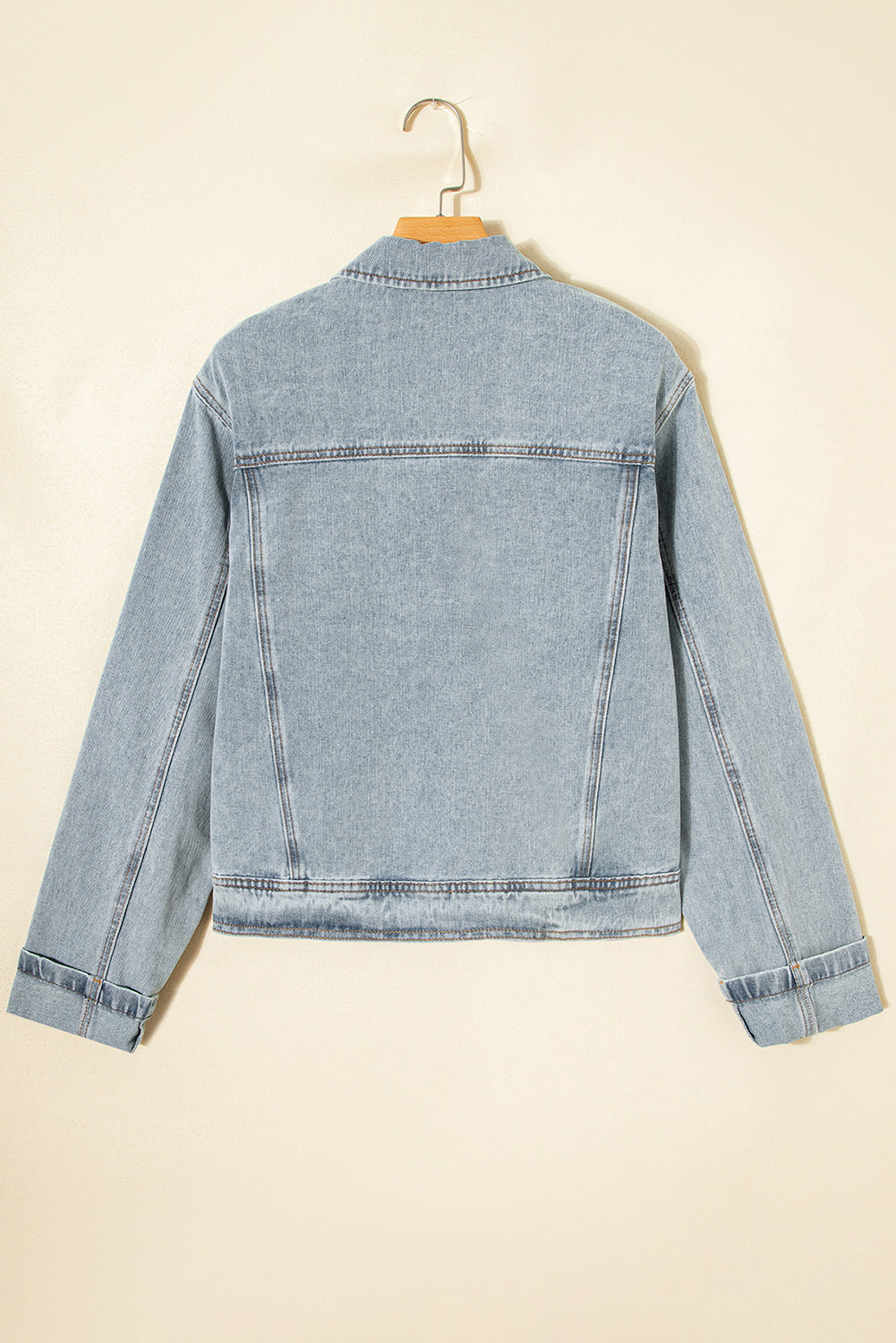Beau Blue Street Style Zip Up Washed Denim Jacket-Outerwear/Denim jackets-[Adult]-[Female]-2022 Online Blue Zone Planet