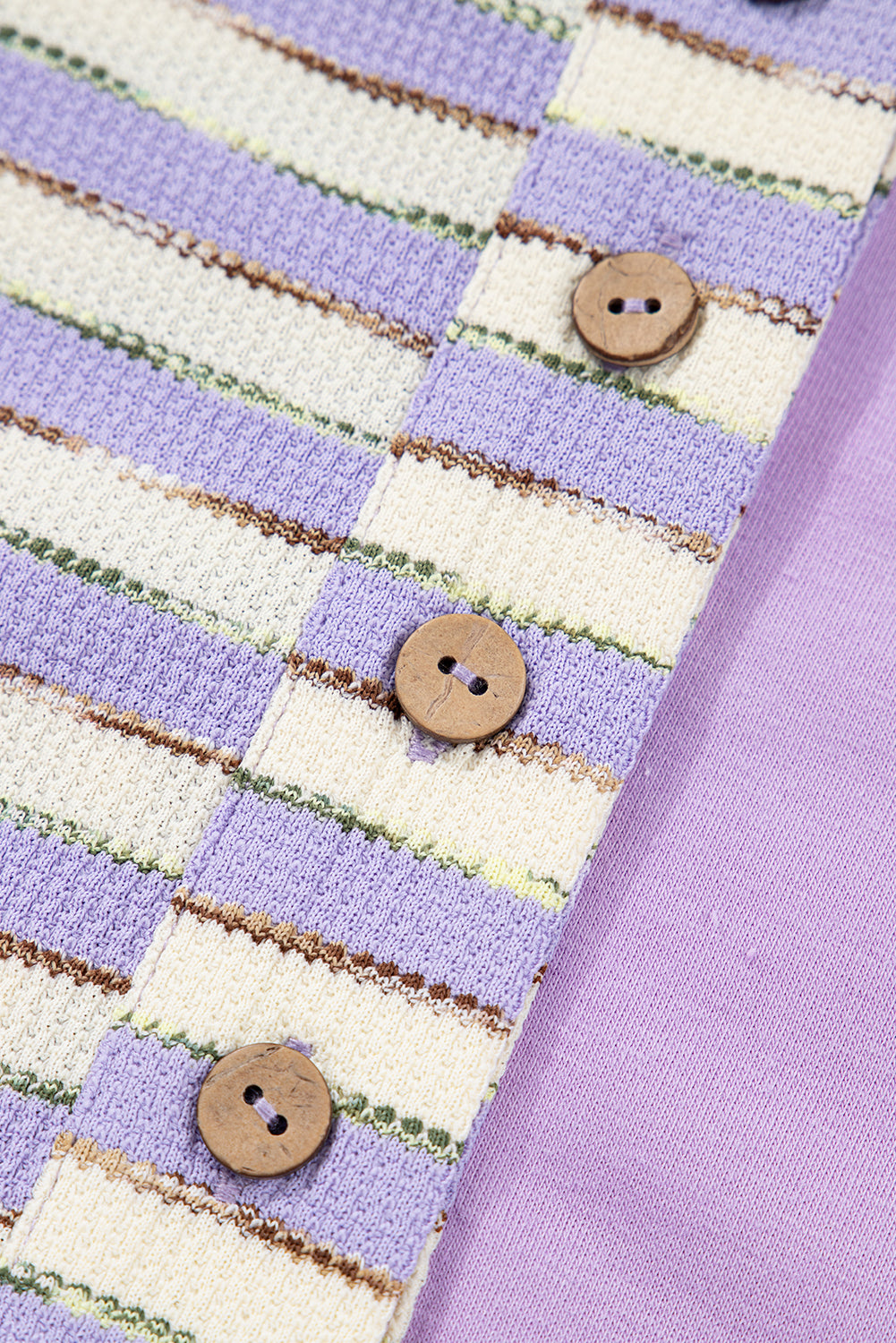 Purple Stripe Patchwork Buttoned Drop Shoulder Plus Size Pullover-Plus Size/Plus Size Tops/Plus Size Long Sleeve Tops-[Adult]-[Female]-2022 Online Blue Zone Planet