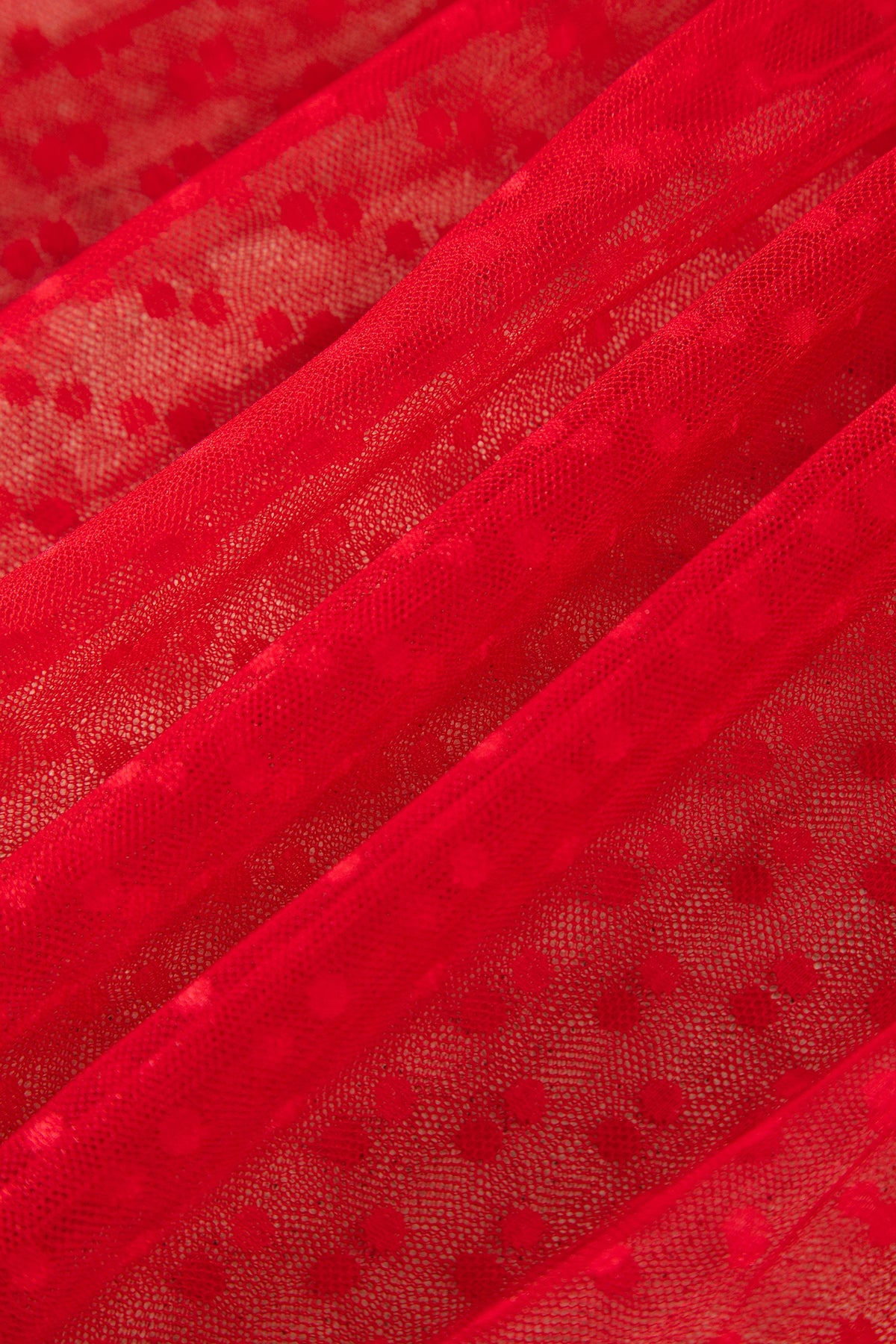 Fiery Red Tiered Tulle Smocked Bodice Puff Sleeve Dress-TOPS / DRESSES-[Adult]-[Female]-2022 Online Blue Zone Planet