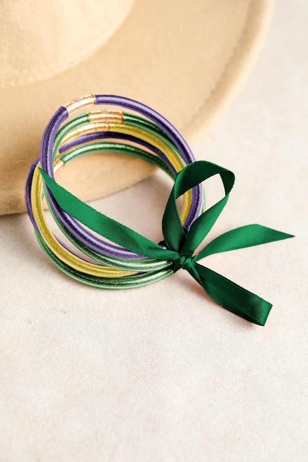 Green 5Pcs Glitter Jelly Bow Knot Ribbon Bracelet Set-Accessories/Jewelry-[Adult]-[Female]-Green-ONE SIZE-2022 Online Blue Zone Planet