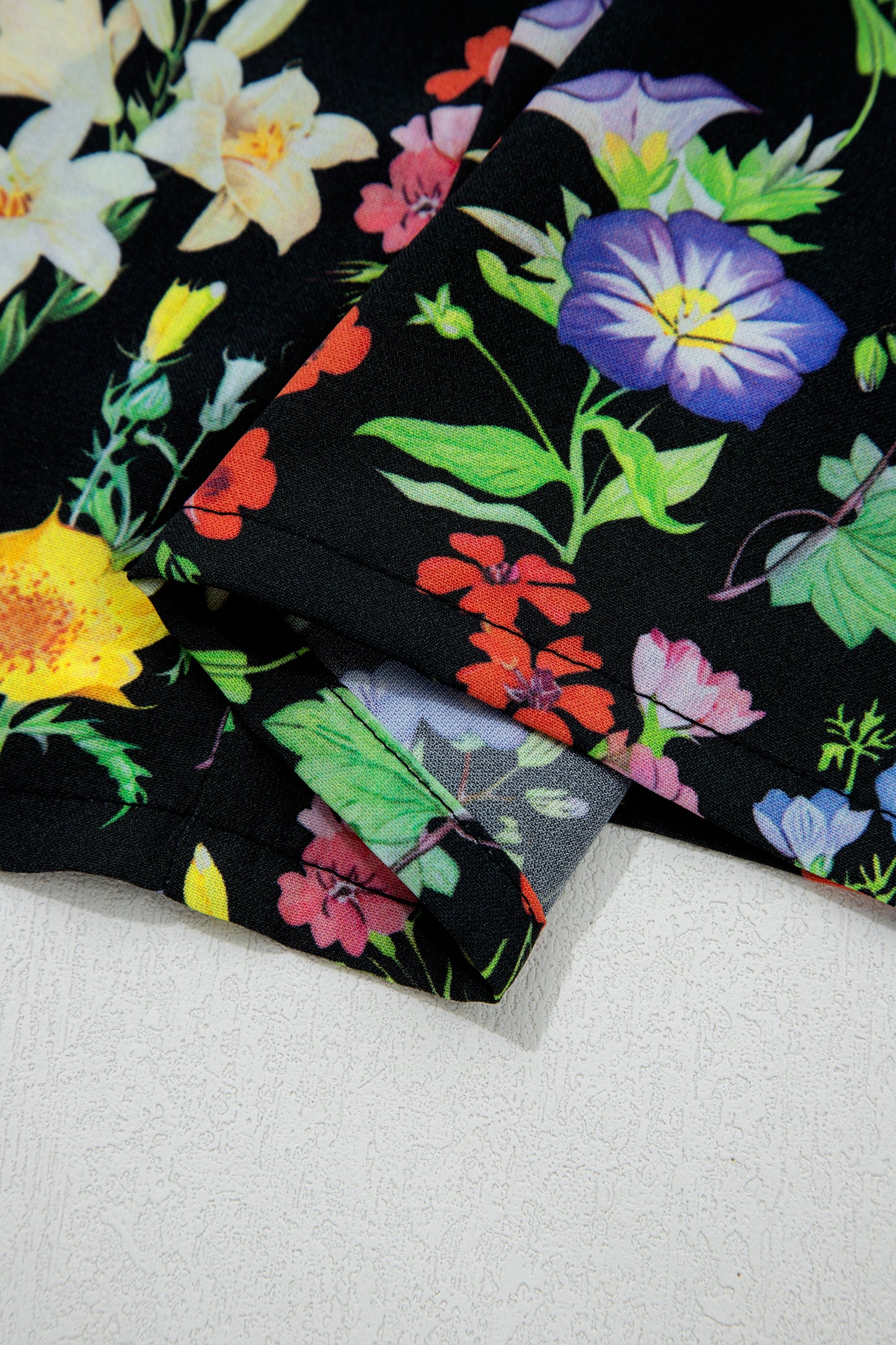 Black Tiered Flutter Sleeve V Neck Flower Blouse-Tops/Blouses & Shirts-[Adult]-[Female]-2022 Online Blue Zone Planet