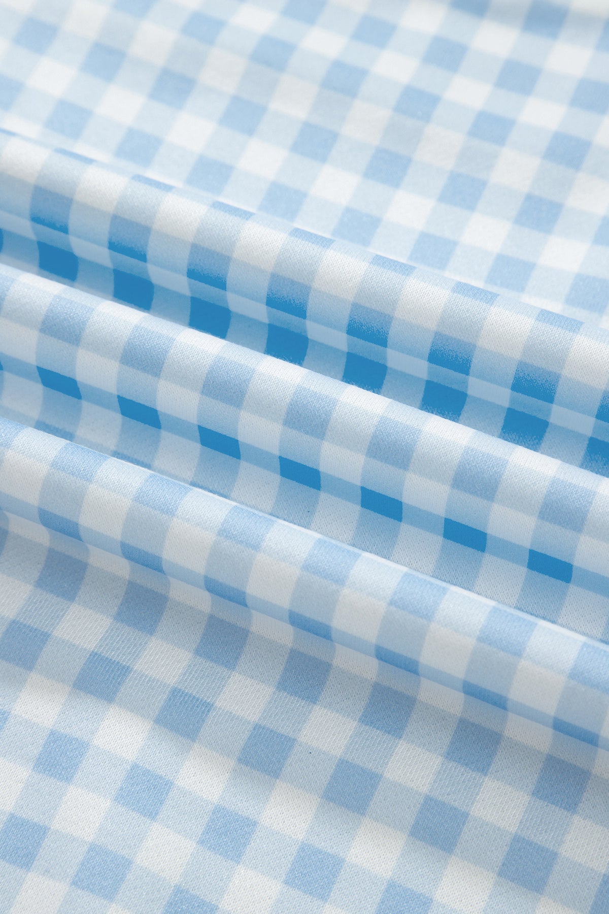 Sky Blue Gingham Loose Pullover Top Drawstring Shorts Plus Size Set-Plus Size/Plus Size Loungewear-[Adult]-[Female]-2022 Online Blue Zone Planet