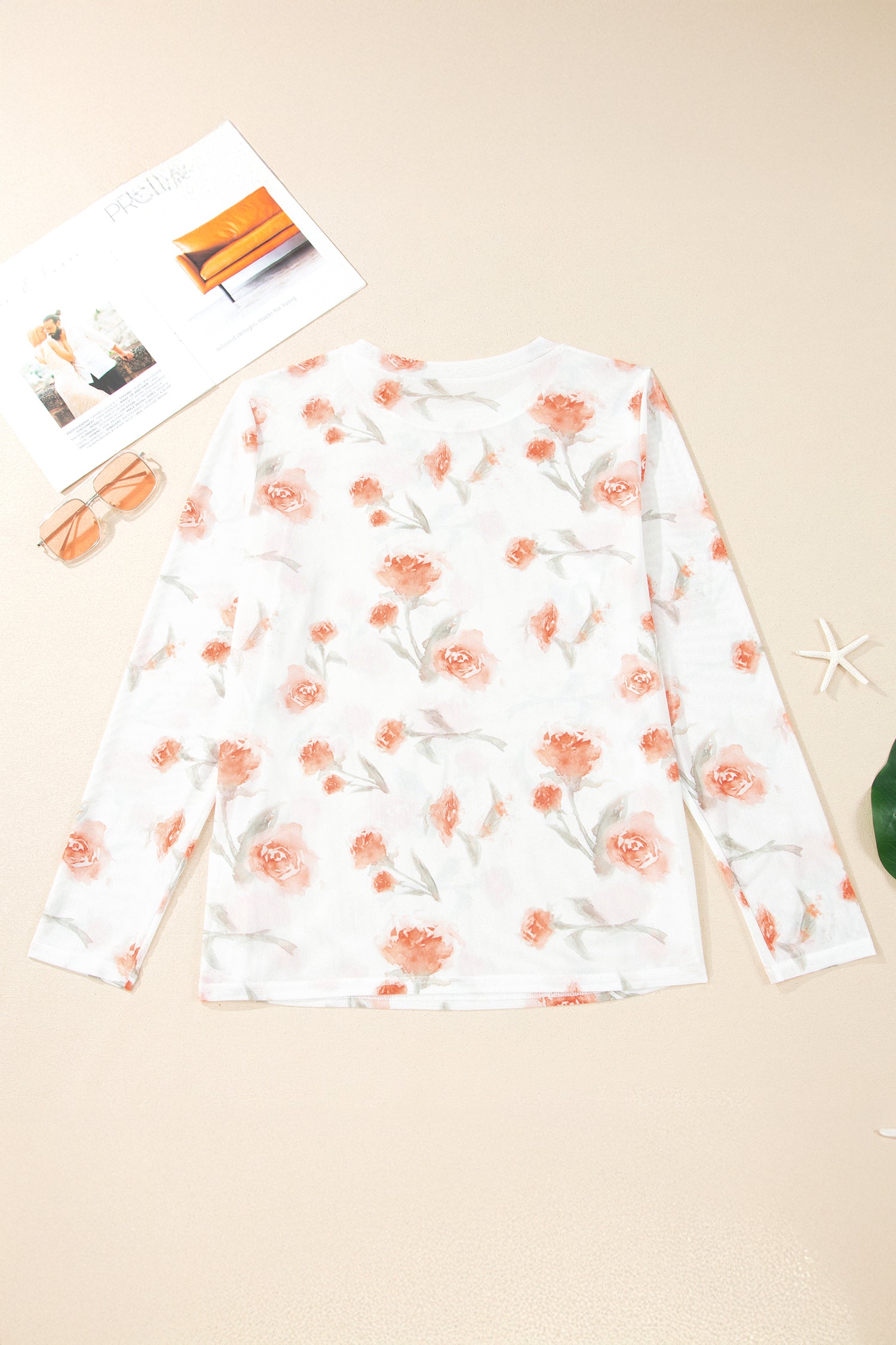 Red Plus Size Floral Print Sheer Mesh Long Sleeve Top-Plus Size/Plus Size Tops/Plus Size Long Sleeve Tops-[Adult]-[Female]-2022 Online Blue Zone Planet