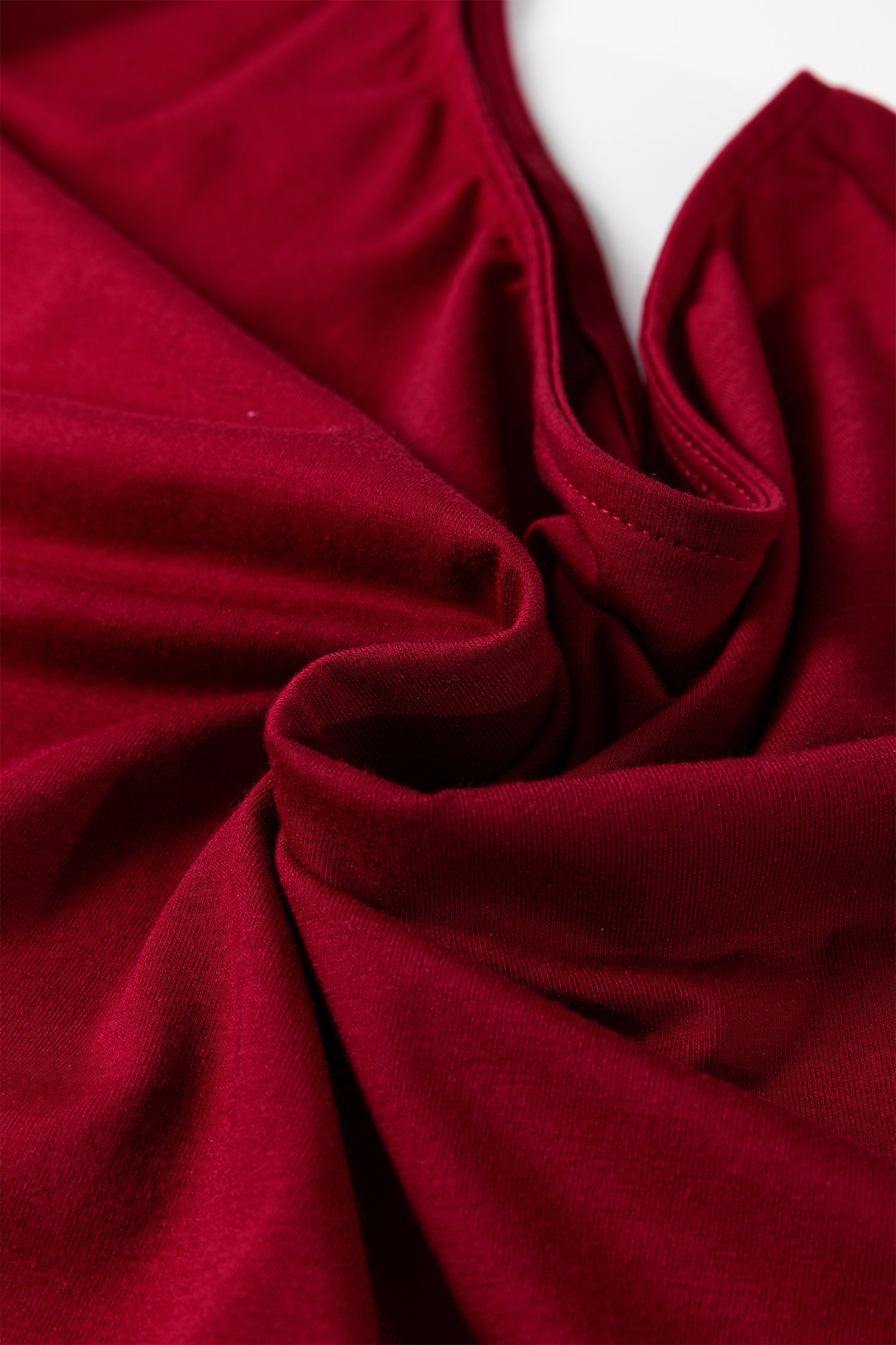 Burgundy Plus Size Solid Color Asymmetric Neck Short Sleeve Blouse-Plus Size/Plus Size Tops/Plus Size Tops & Tees-[Adult]-[Female]-2022 Online Blue Zone Planet