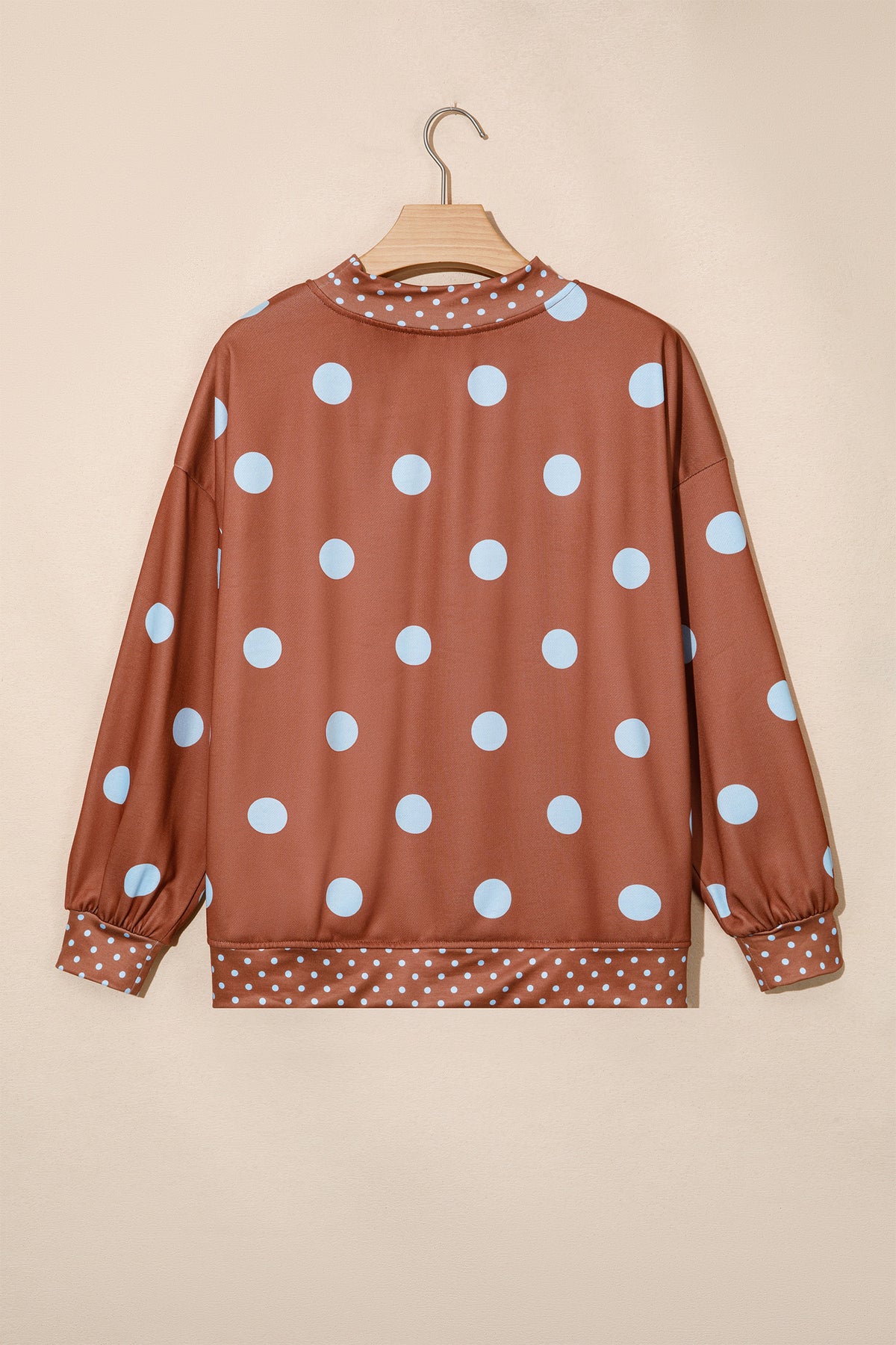 Pink Polka Dot Print Contrast Detail Oversized Tunic Sweatshirt-Tops/Sweatshirts & Hoodies-[Adult]-[Female]-2022 Online Blue Zone Planet