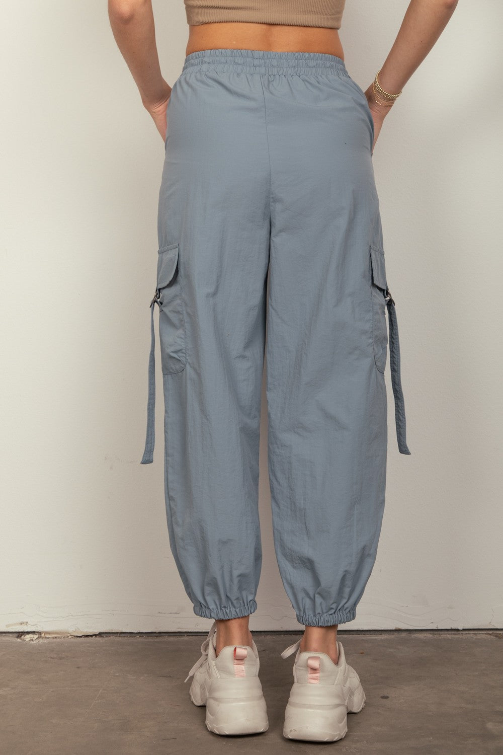 Blue Zone Planet | VERY J Elastic Waist Woven Cargo Pants-TOPS / DRESSES-[Adult]-[Female]-2022 Online Blue Zone Planet