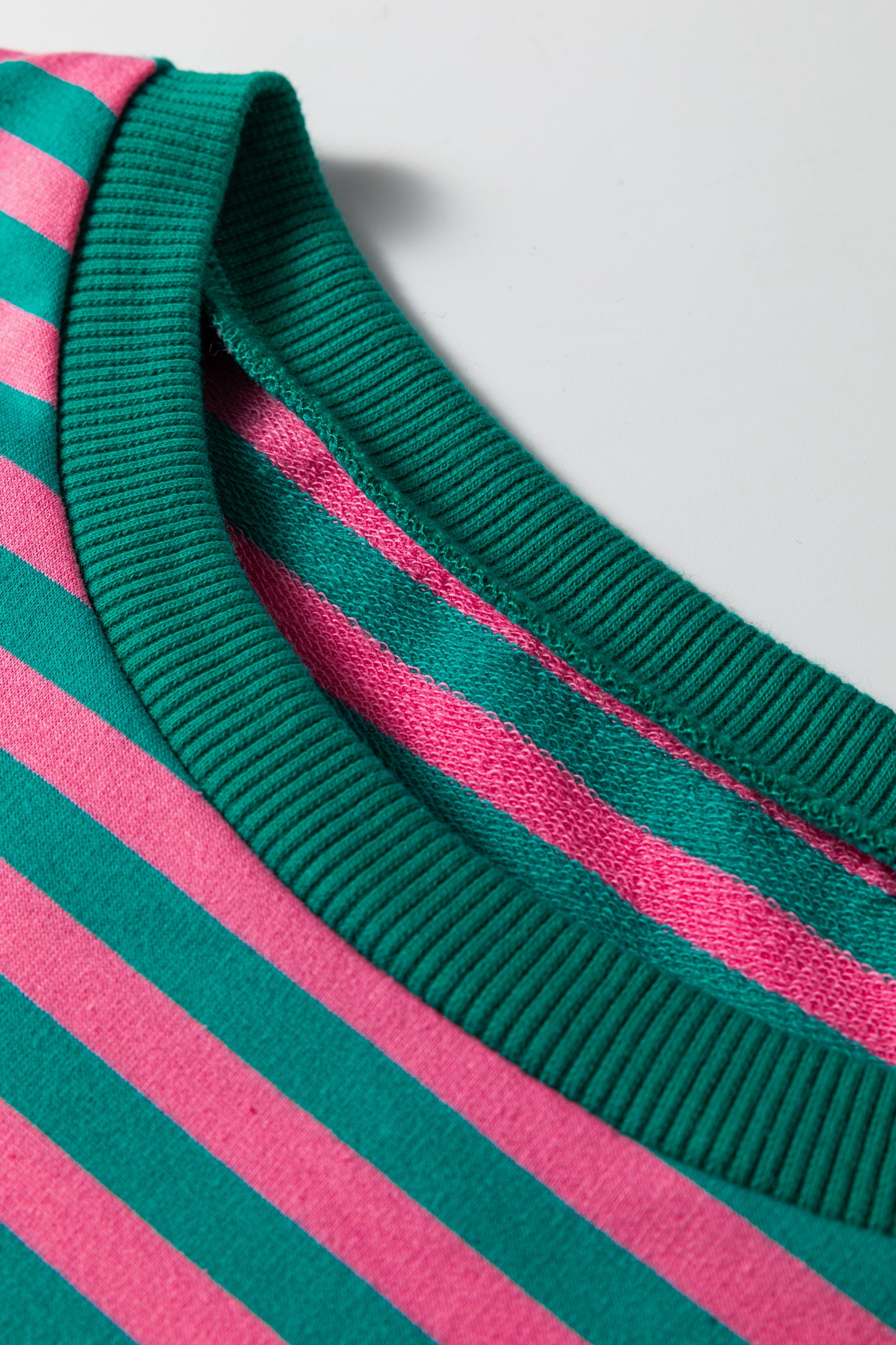 Sachet Pink Striped Print Drop Shoulder Lace Trim Bracelet Sleeve Loose Top-Bracelet-[Adult]-[Female]-2022 Online Blue Zone Planet