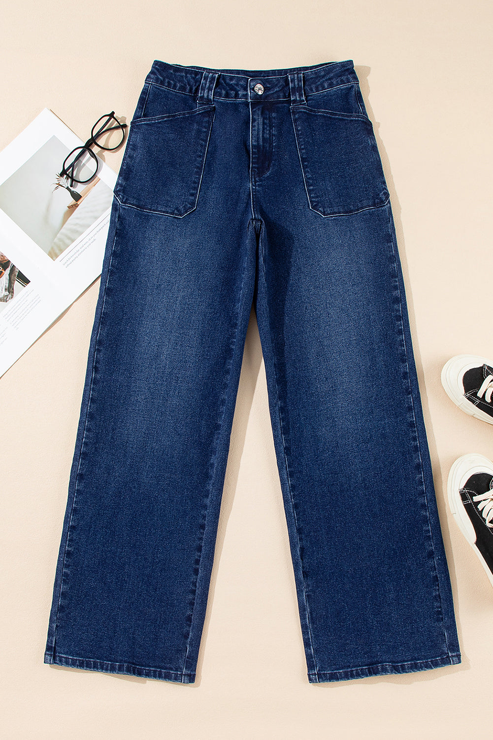Dirty blue Daily Fashion Straight Leg Mid-rise Shift Jeans-Bottoms/Jeans-[Adult]-[Female]-2022 Online Blue Zone Planet