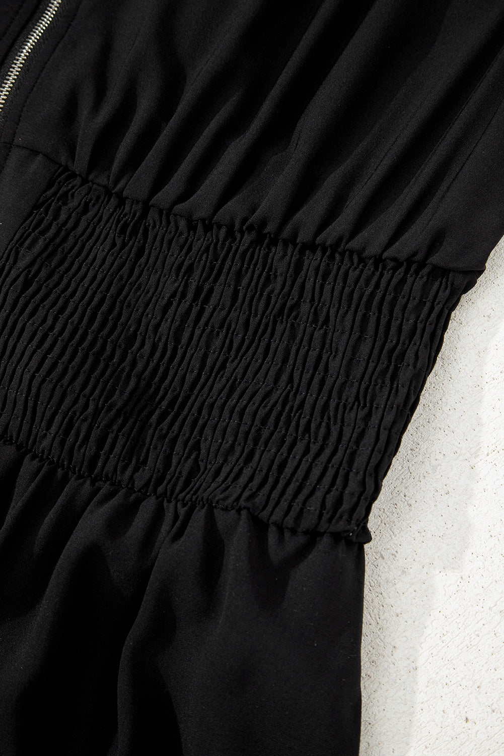Black Sleeveless Zipped Front V Neck Shirred Waist Maxi Dress-TOPS / DRESSES-[Adult]-[Female]-2022 Online Blue Zone Planet