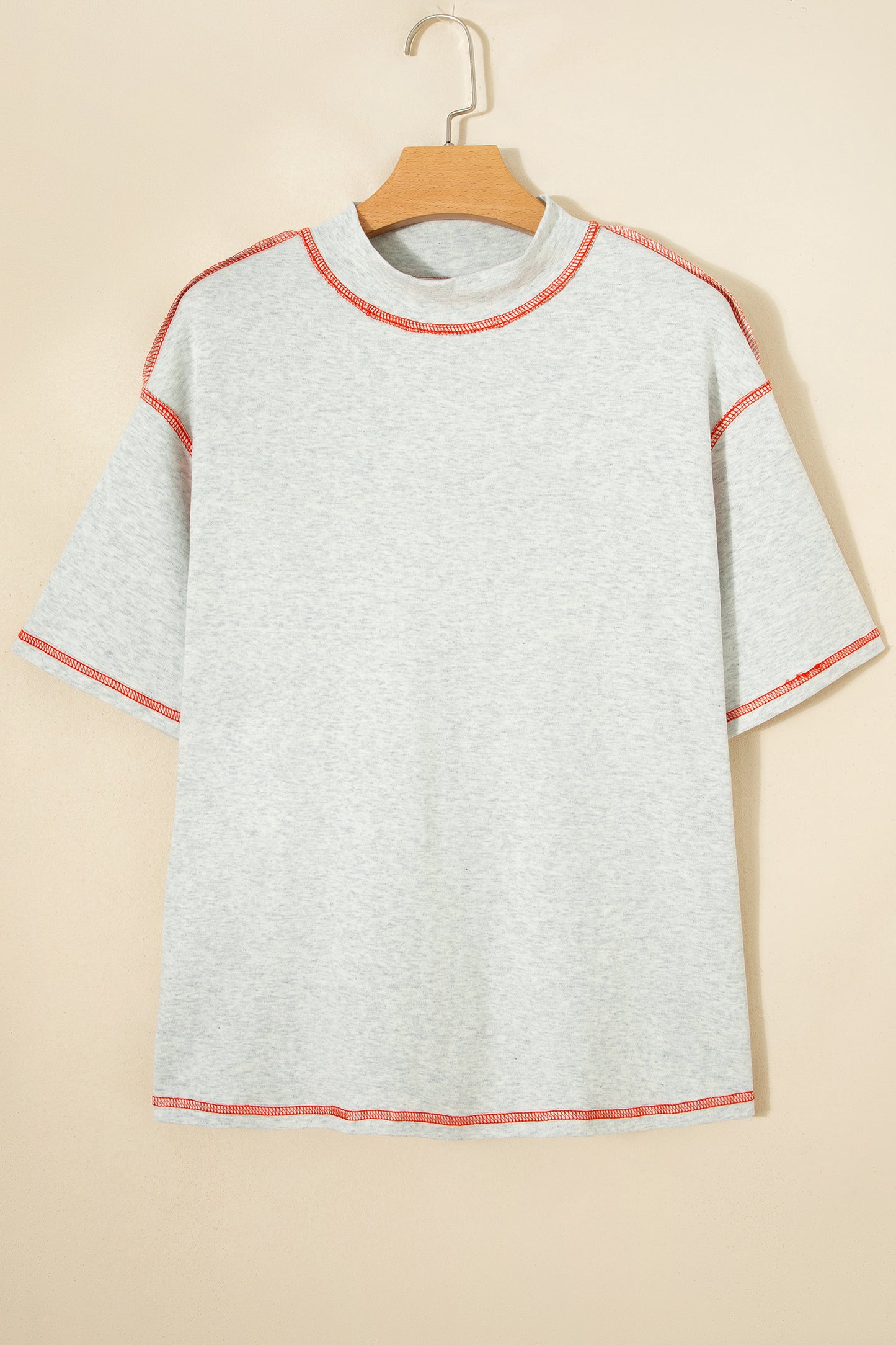Light Grey Reversible Contrast-Stitched T-Shirt-Tops/Tops & Tees-[Adult]-[Female]-2022 Online Blue Zone Planet