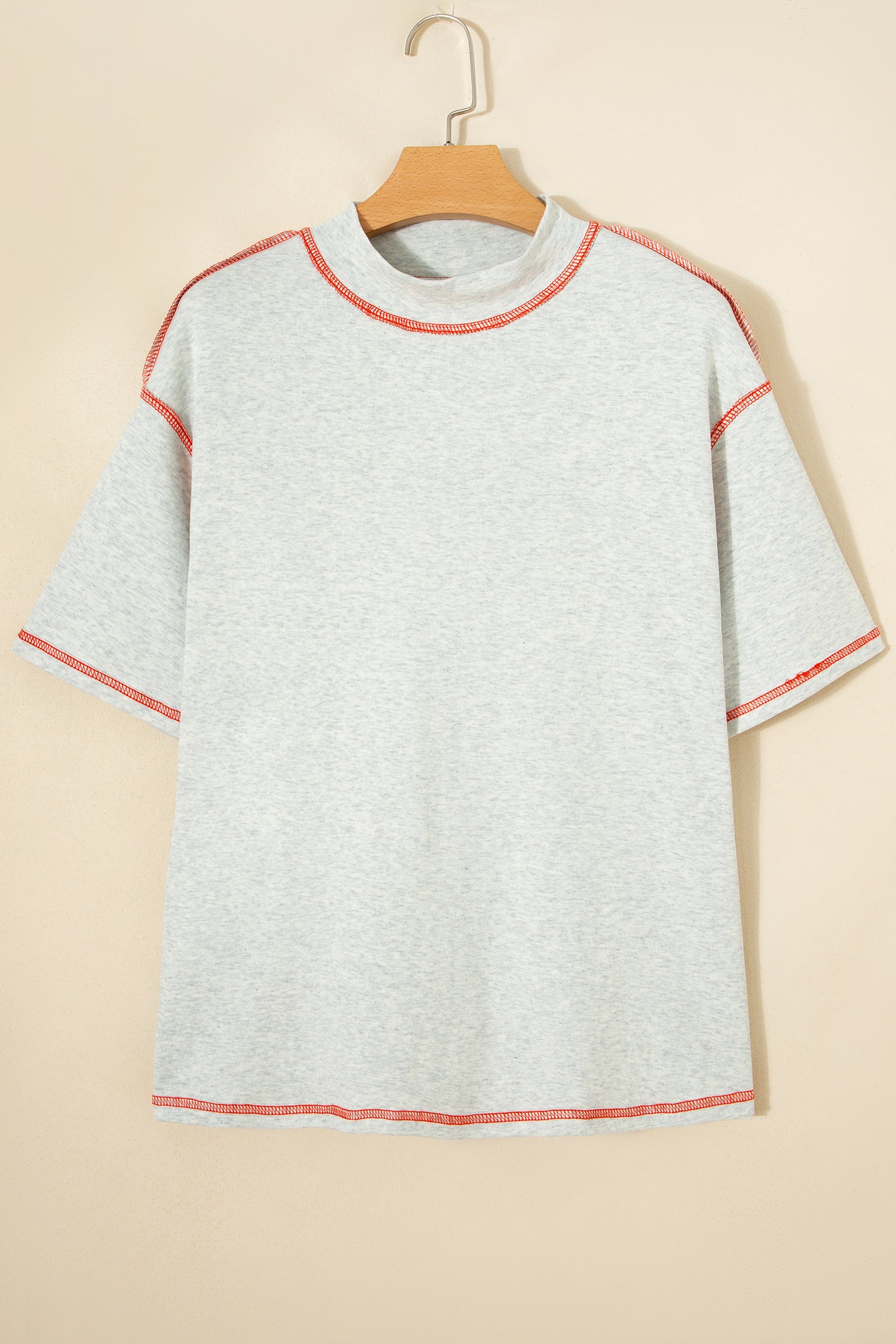 Light Grey Reversible Contrast-Stitched T-Shirt-Tops/Tops & Tees-[Adult]-[Female]-2022 Online Blue Zone Planet