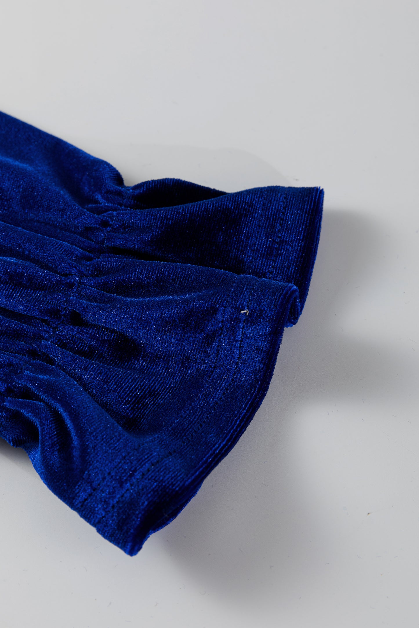 Sky Blue Leopard Patchwork Shoulder Flounce Sleeve Velvet Blouse-Tops/Blouses & Shirts-[Adult]-[Female]-2022 Online Blue Zone Planet