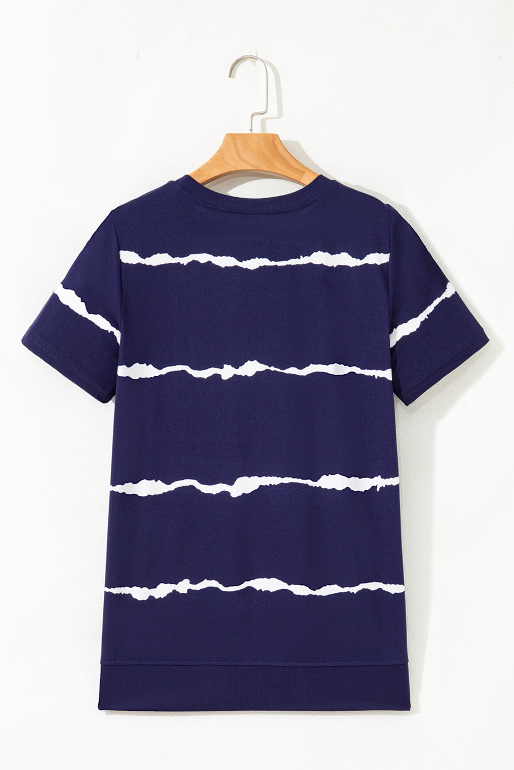 Blue Tie-Dye Stripe Casual T-Shirt-Tops / Dresses-[Adult]-[Female]-2022 Online Blue Zone Planet