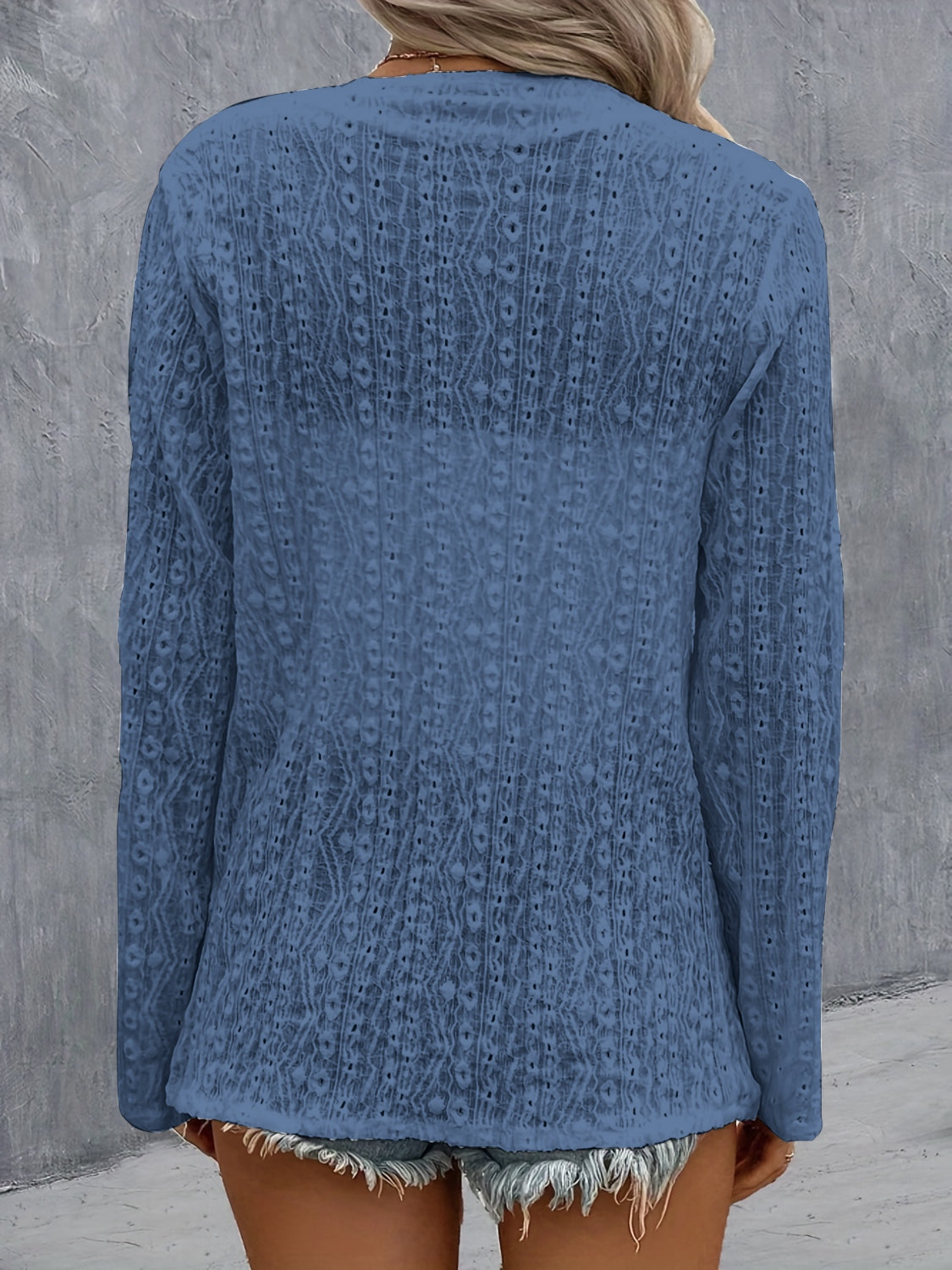 Eyelet Roll-Tab Sleeve Cardigan-TOPS / DRESSES-[Adult]-[Female]-2022 Online Blue Zone Planet