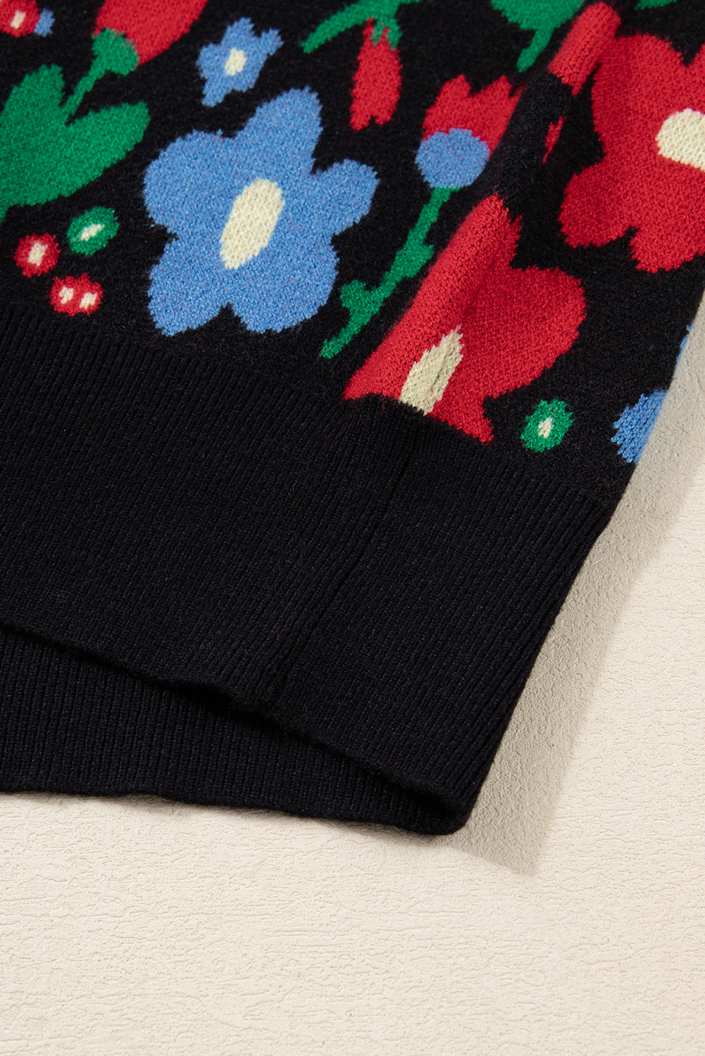 Black Floral Print V Neck Buttoned Short Cardigan Sweater-TOPS / DRESSES-[Adult]-[Female]-2022 Online Blue Zone Planet