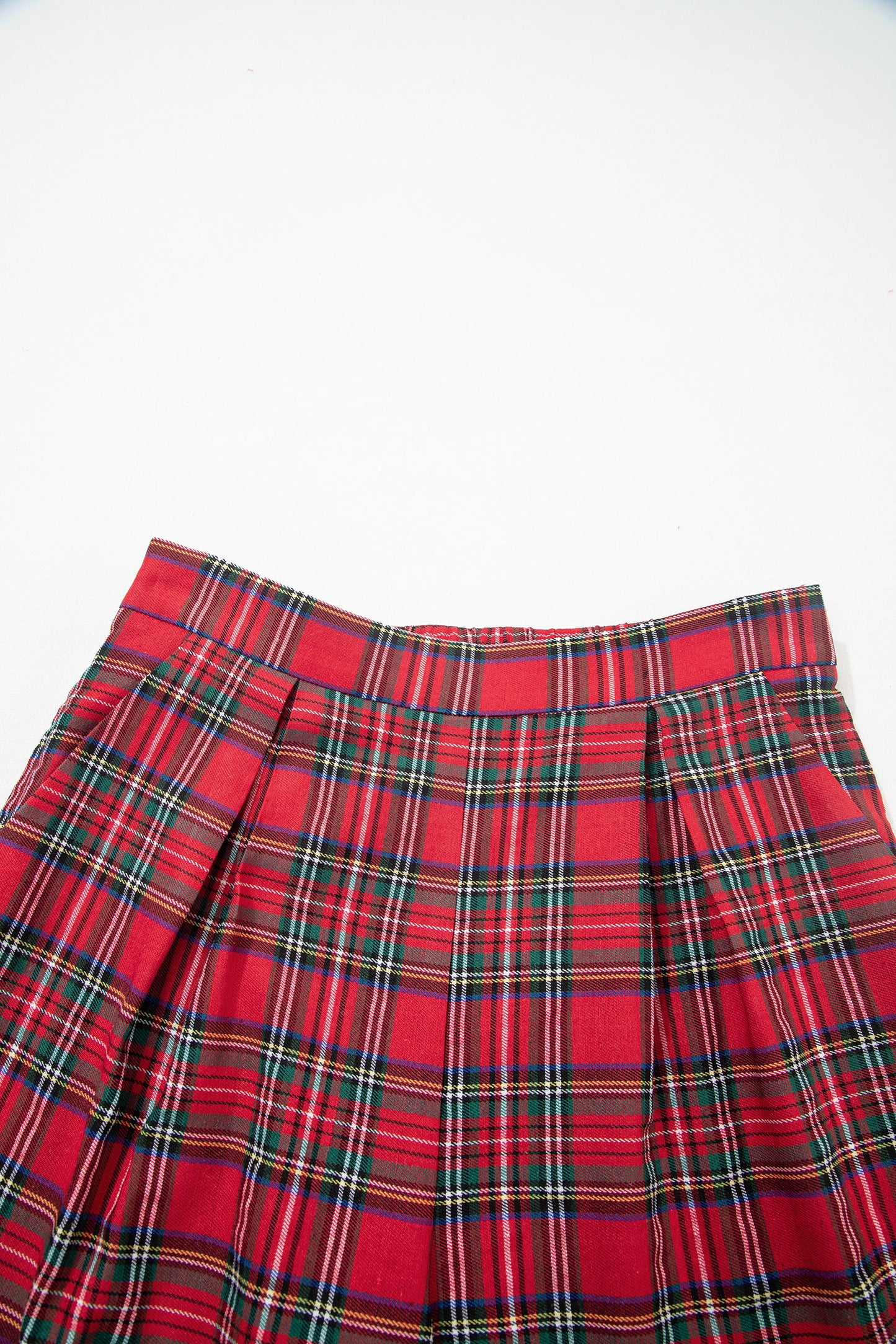 Red Festive Plaid Wide Leg Pull On Pants-TOPS / DRESSES-[Adult]-[Female]-2022 Online Blue Zone Planet