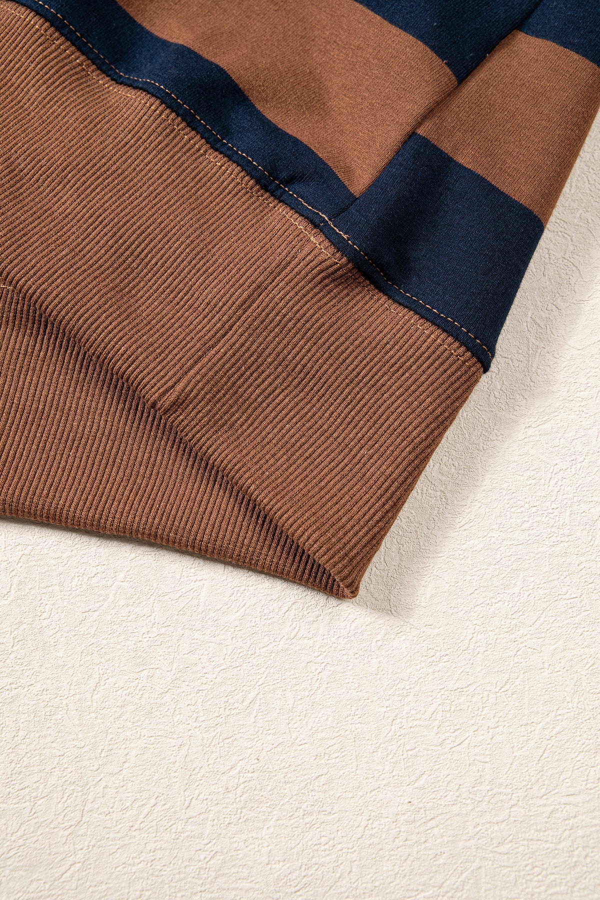 Brown Stripe Colorblock Mock Neck Relaxed Sweatshirt-Tops/Sweatshirts & Hoodies-[Adult]-[Female]-2022 Online Blue Zone Planet