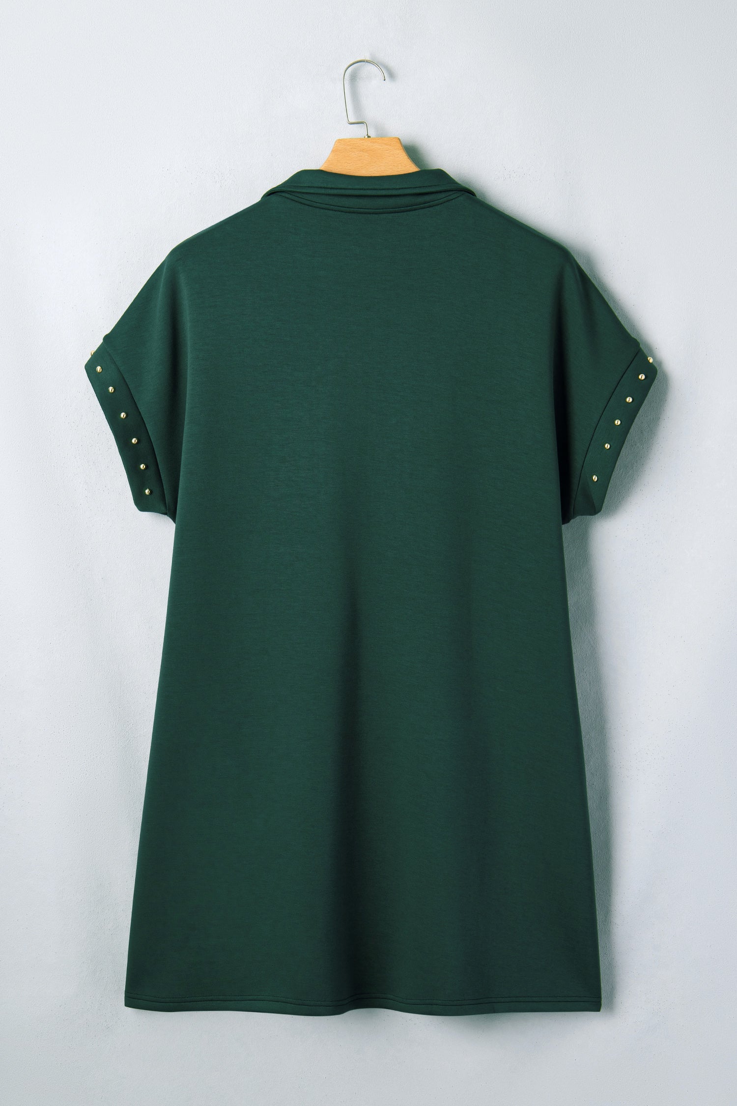 Evergreen Plus Size Glow Studded Zip up T Shirt Dress with Pockets-Plus Size/Plus Size Dresses/Plus Size Mini Dresses-[Adult]-[Female]-2022 Online Blue Zone Planet