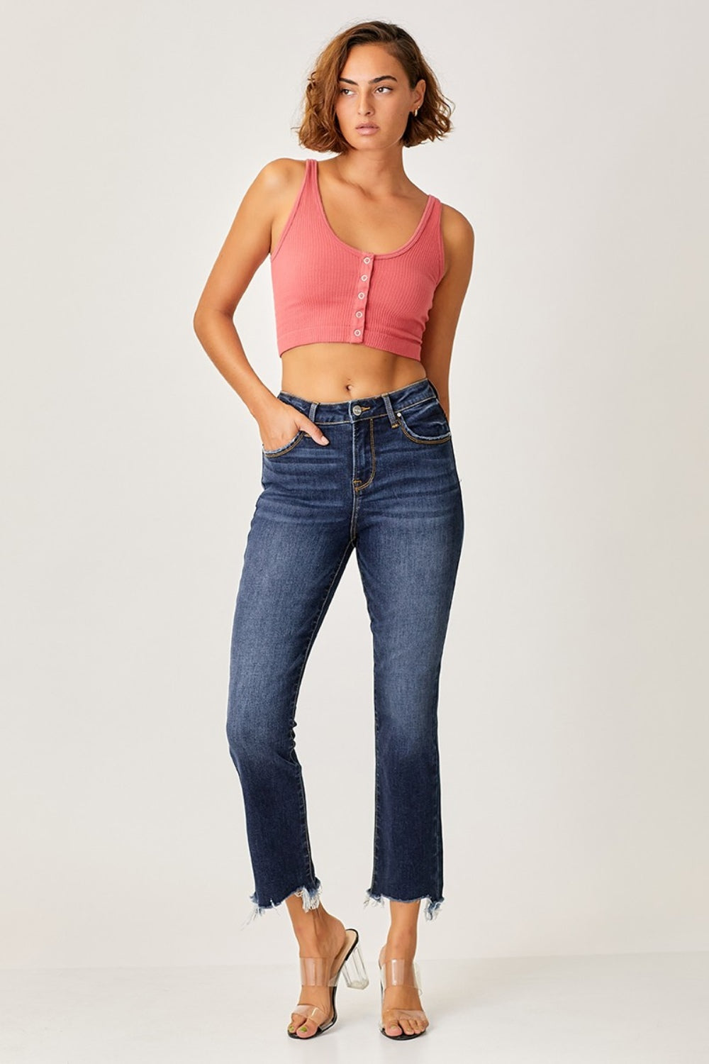 Blue Zone Planet | Risen Full Size Frayed Hem Cropped Straight Jeans-TOPS / DRESSES-[Adult]-[Female]-2022 Online Blue Zone Planet