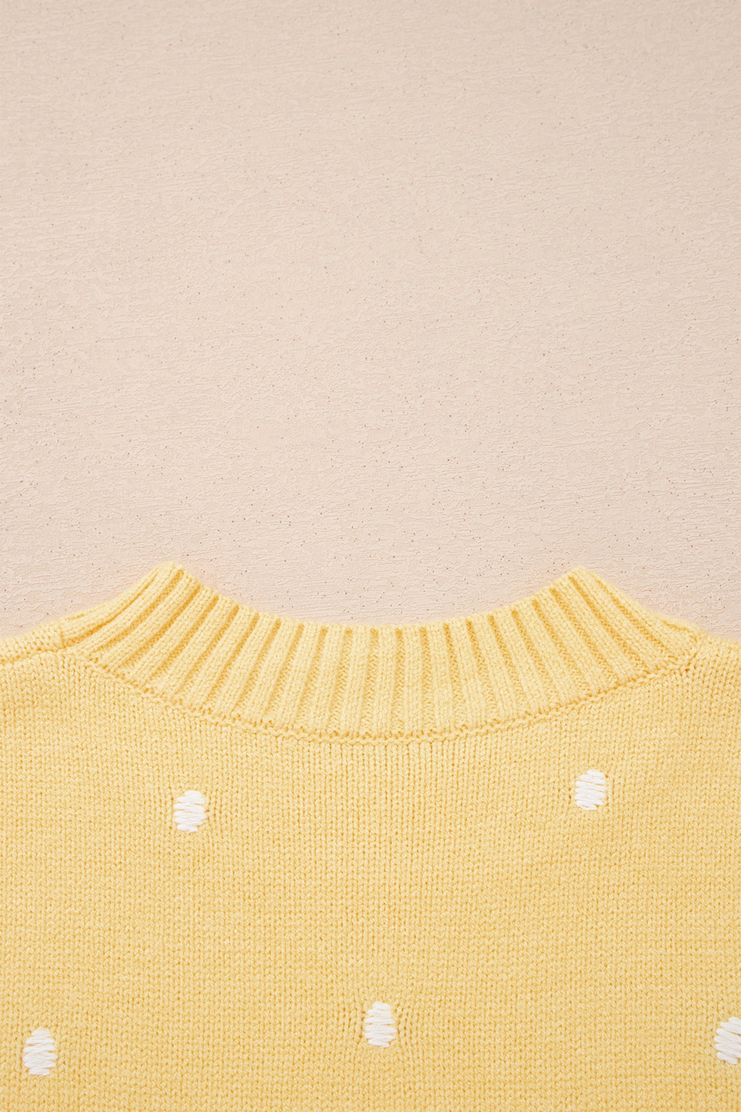 Yellow Cream Elegant Polka Dot Bubble Short Sleeve Sweater-TOPS / DRESSES-[Adult]-[Female]-2022 Online Blue Zone Planet