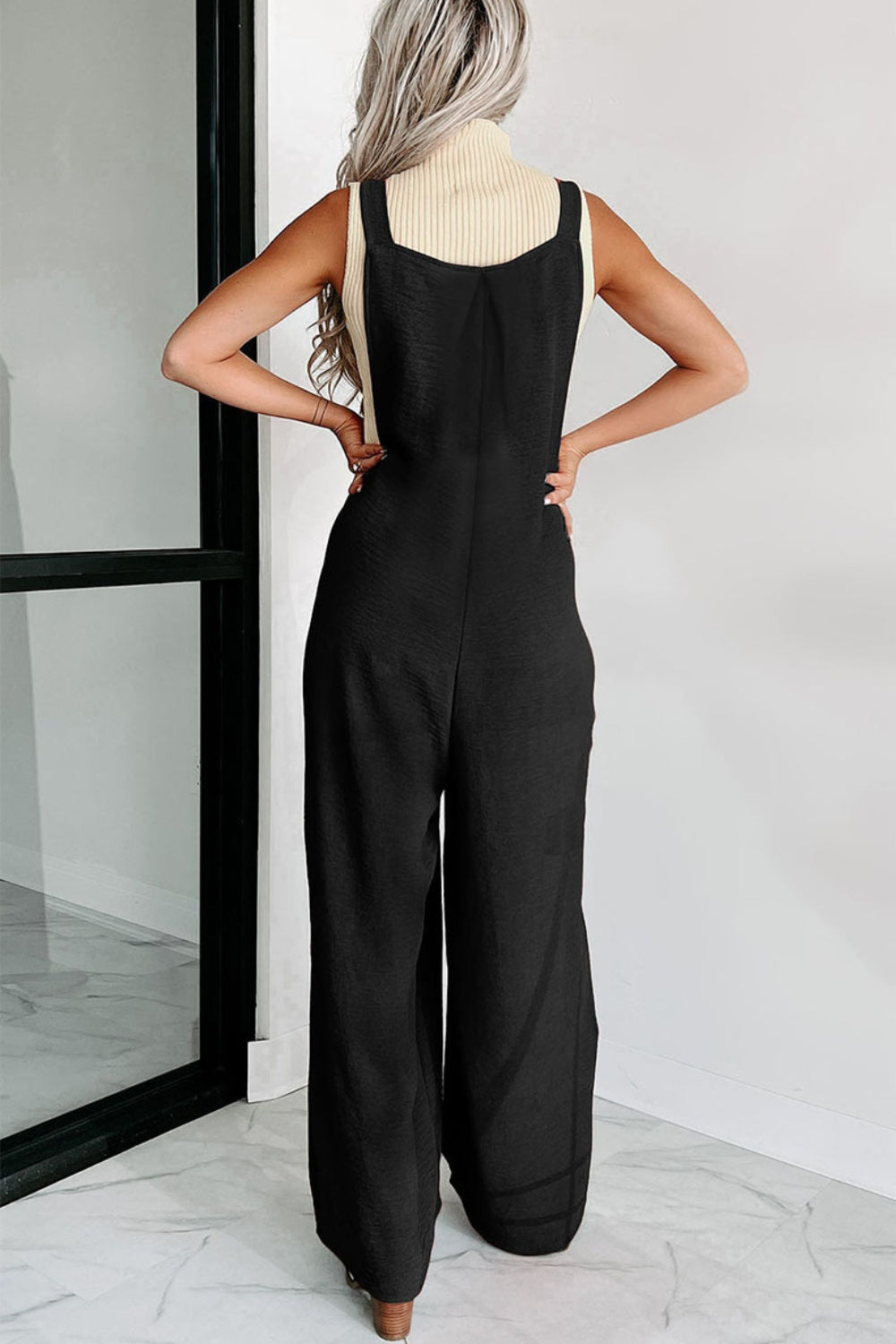 Square Neck Wide Strap Jumpsuit-[Adult]-[Female]-2022 Online Blue Zone Planet