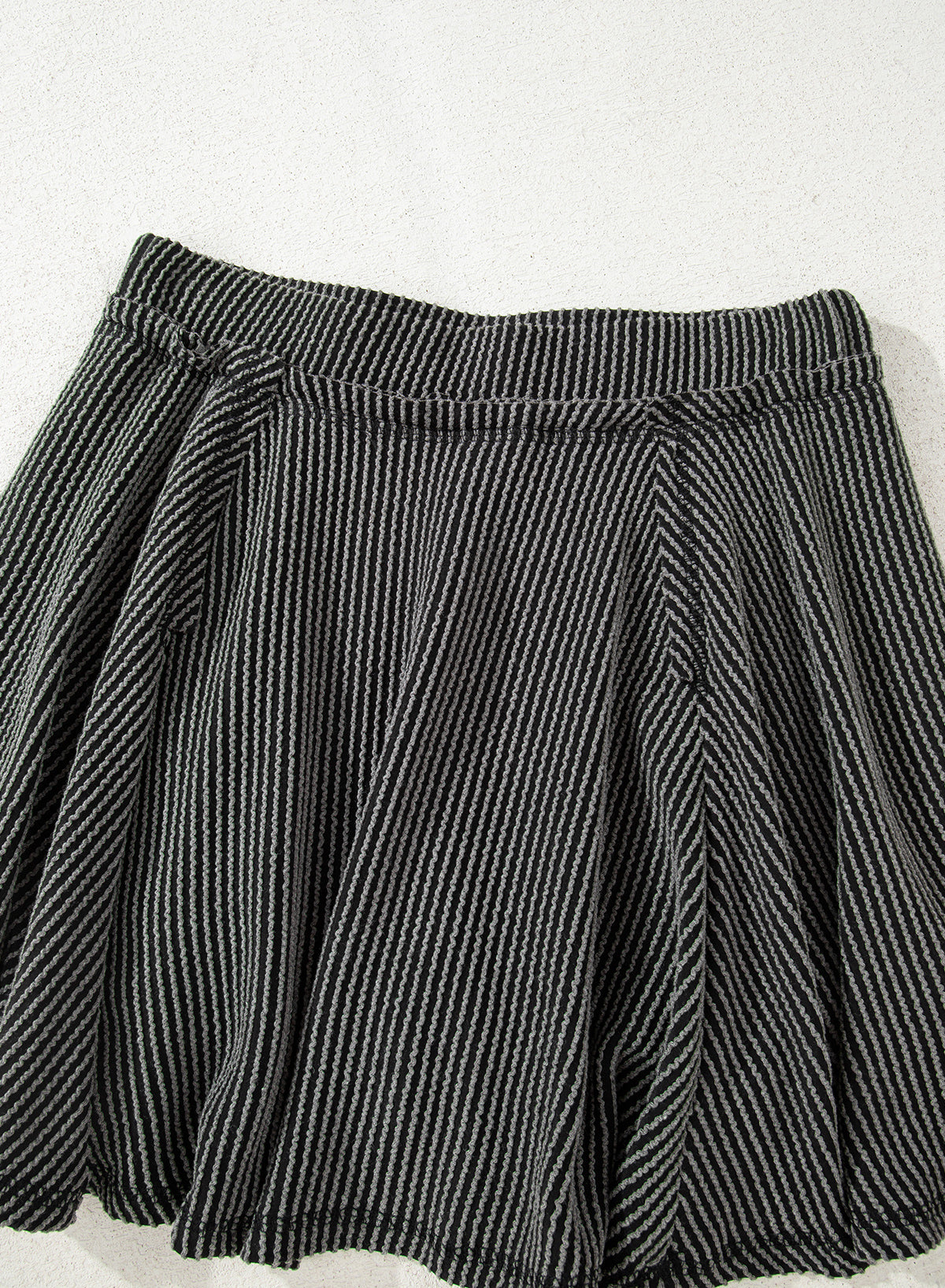 Dark Grey Corded Lantern Sleeve Top High Waist Ruffled Mini Skirt Set-Two Piece Sets/Two Piece Dresses-[Adult]-[Female]-2022 Online Blue Zone Planet