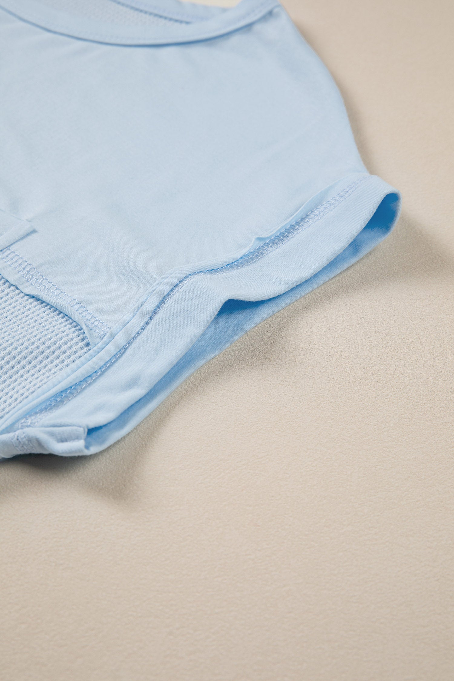Pink Solid Color Raw Seam Waffled Patchwork Casual T Shirt-Tops/Tops & Tees-[Adult]-[Female]-2022 Online Blue Zone Planet