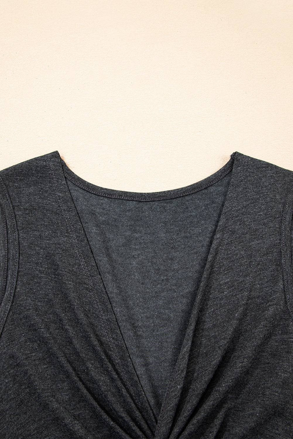 Carbon Grey Twisted Bust V Neck Sleeveless Dress-TOPS / DRESSES-[Adult]-[Female]-2022 Online Blue Zone Planet