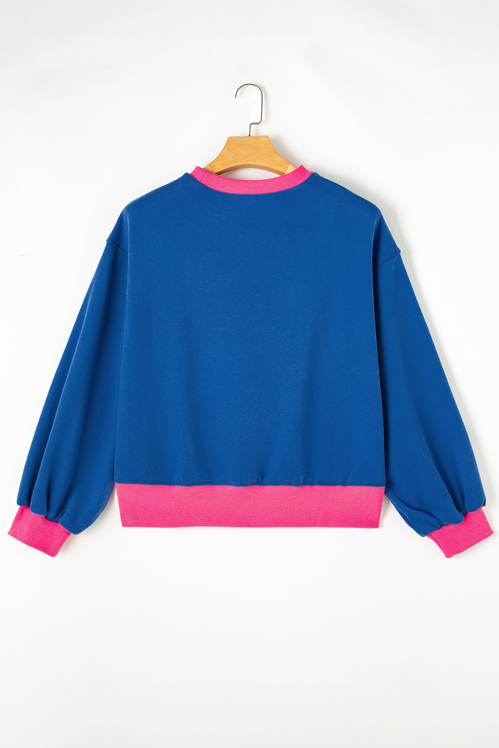 Blue Colorblock Bubble Sleeve Sweatshirt-Tops/Sweatshirts & Hoodies-[Adult]-[Female]-2022 Online Blue Zone Planet