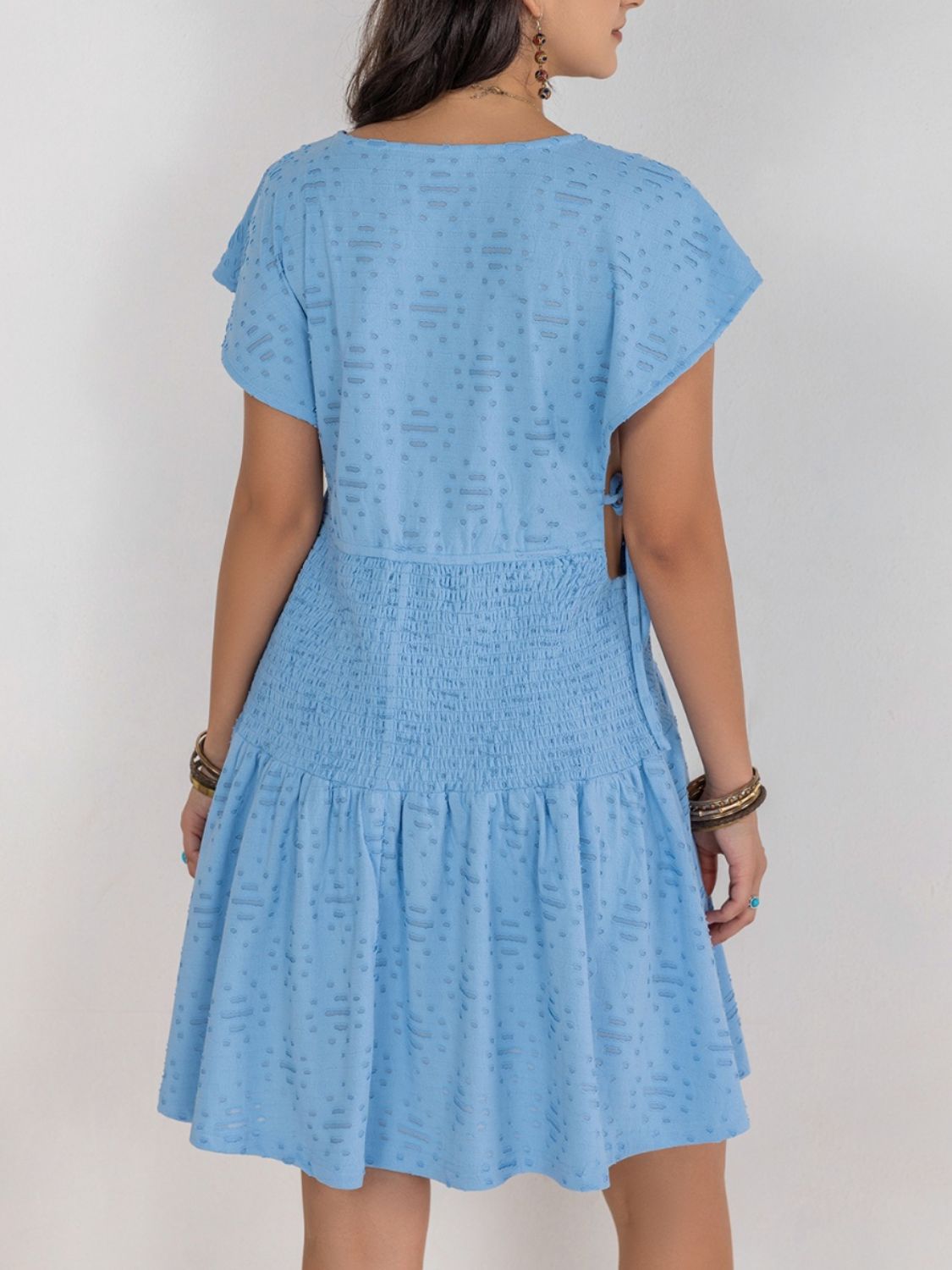 Cutout Surplice Short Sleeve Dress-TOPS / DRESSES-[Adult]-[Female]-2022 Online Blue Zone Planet