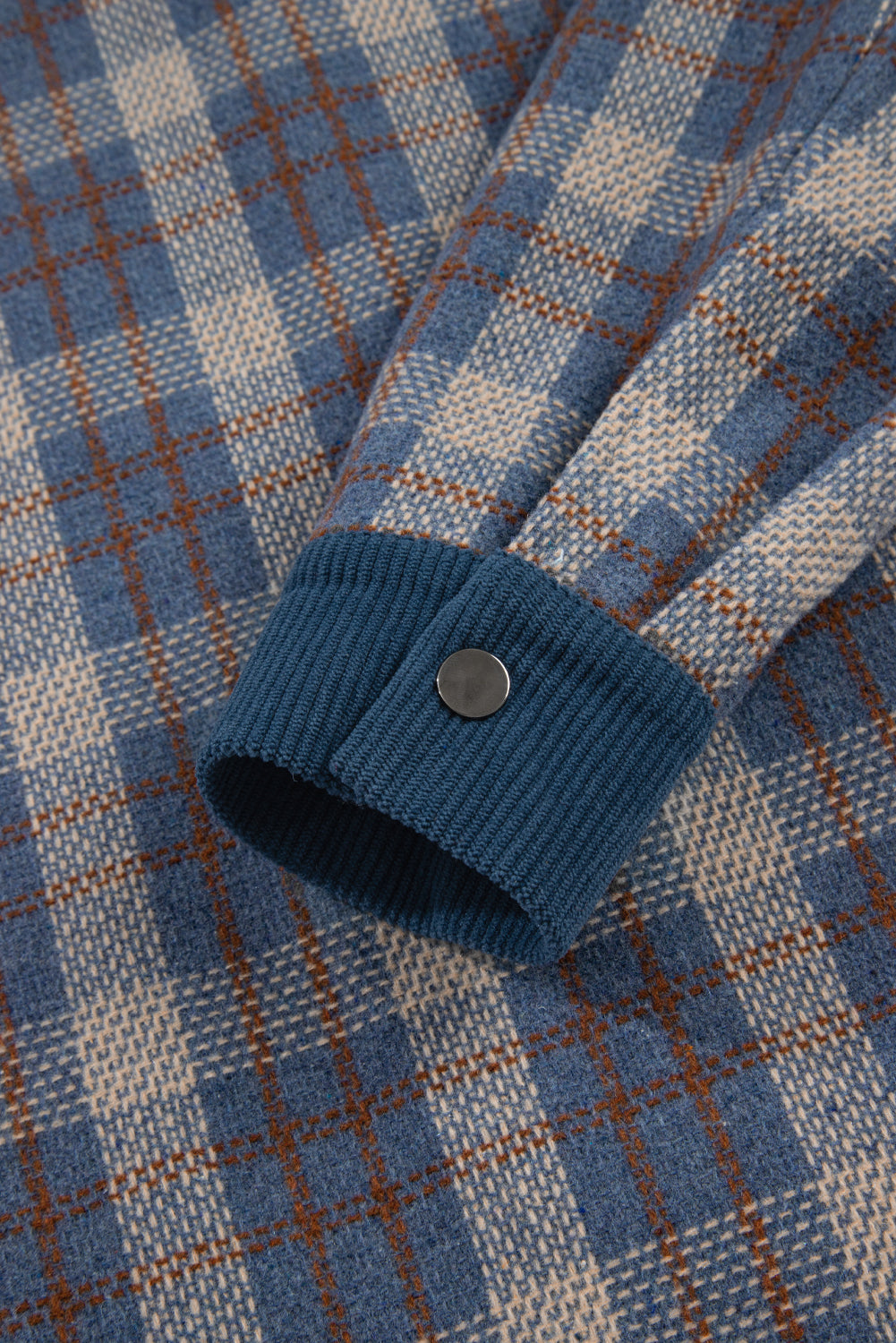 Gray Plaid Corduroy Patchwork Collared Zip Up Snap Button Jacket-Outerwear/Plaid Shackets-[Adult]-[Female]-2022 Online Blue Zone Planet
