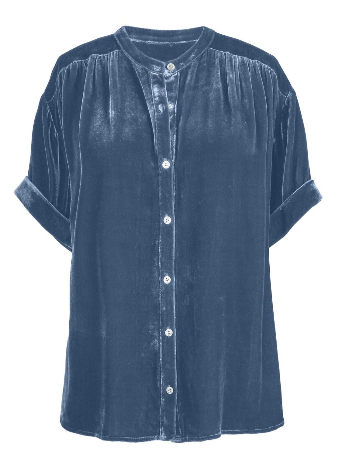 Ruched Round Neck Short Sleeve Shirt-TOPS / DRESSES-[Adult]-[Female]-2022 Online Blue Zone Planet