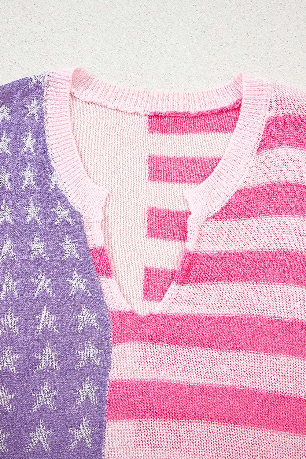 Pink Stripe Usa Flag Notched Neckline Loose Sweater Vest-Sweaters & Cardigans/Sweater Vests-[Adult]-[Female]-2022 Online Blue Zone Planet