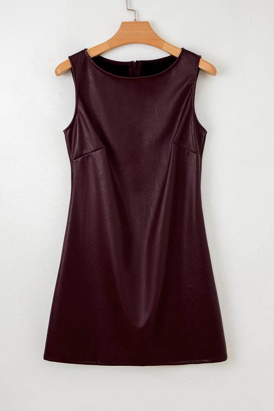 Wild Ginger Vegan Leather Sleeveless Mini Dress-TOPS / DRESSES-[Adult]-[Female]-2022 Online Blue Zone Planet