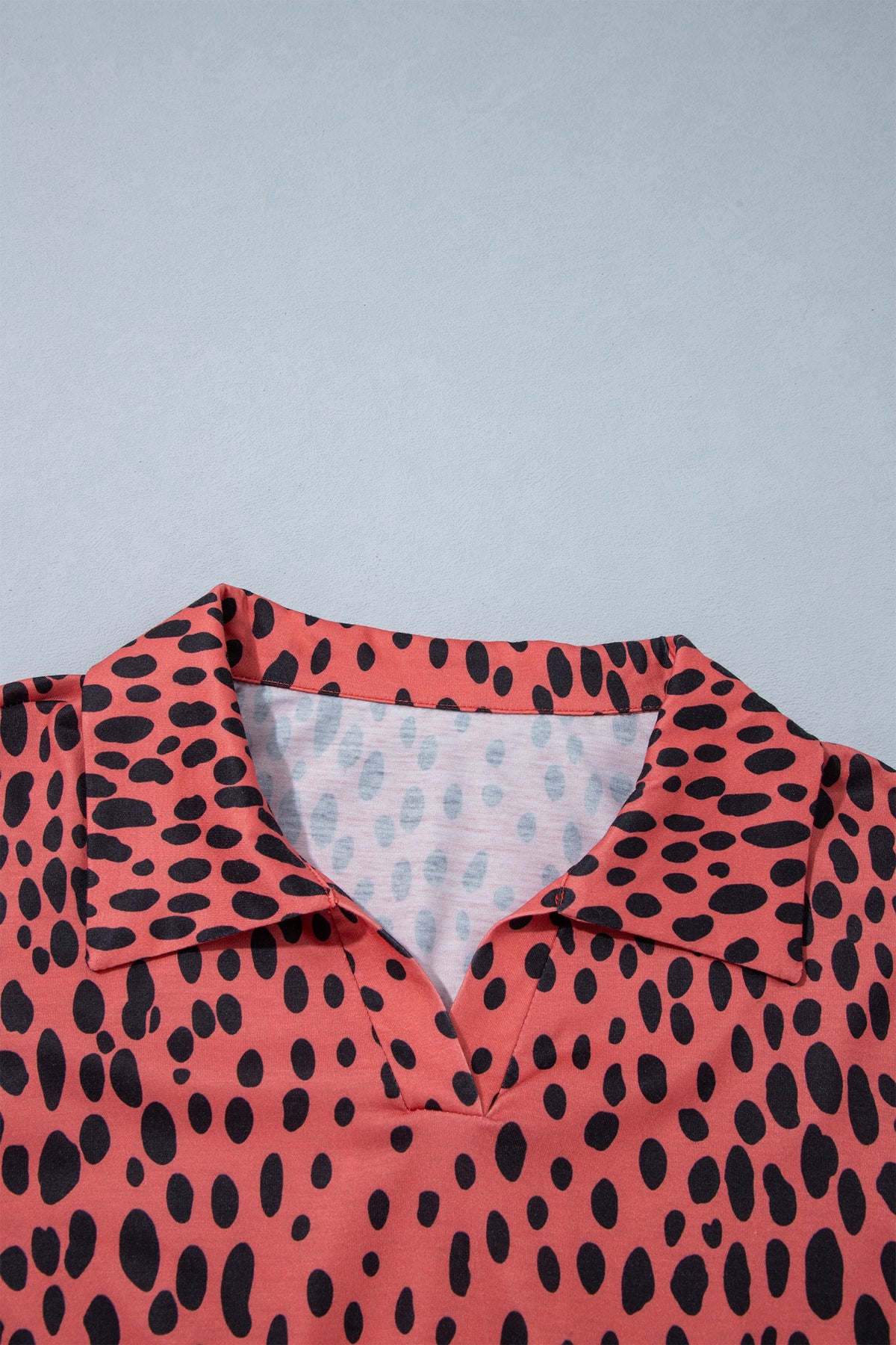 Red Leopard Print Long Sleeve V Neck Plus Size Midi Dress-TOPS / DRESSES-[Adult]-[Female]-2022 Online Blue Zone Planet